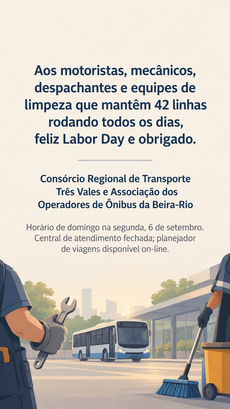 Mensagem de Labor Day dos EUA para o feed ou Story da marca: Marca regional longa e mensagem longa em Story, sem cores definidas