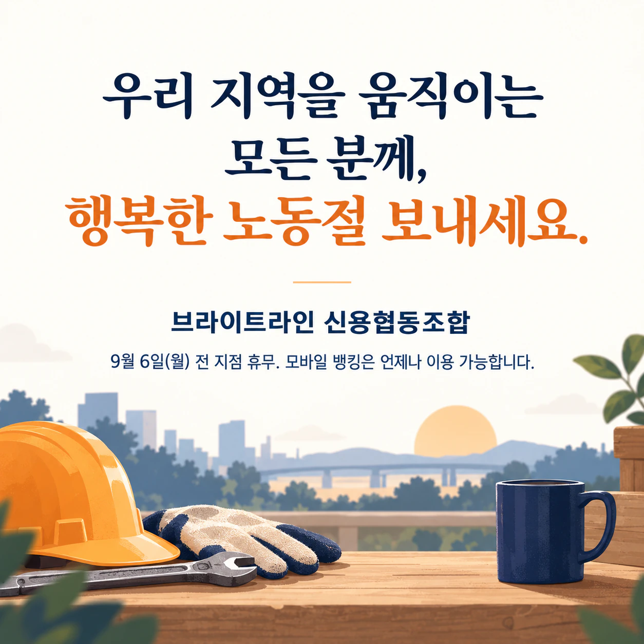 브랜드 피드나 스토리에 올리는 미국 노동절 인사 게시물 예시