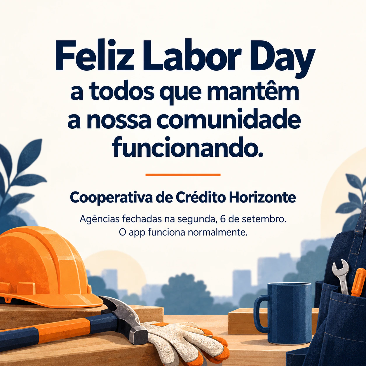 Exemplo de Mensagem de Labor Day dos EUA para o feed ou Story da marca