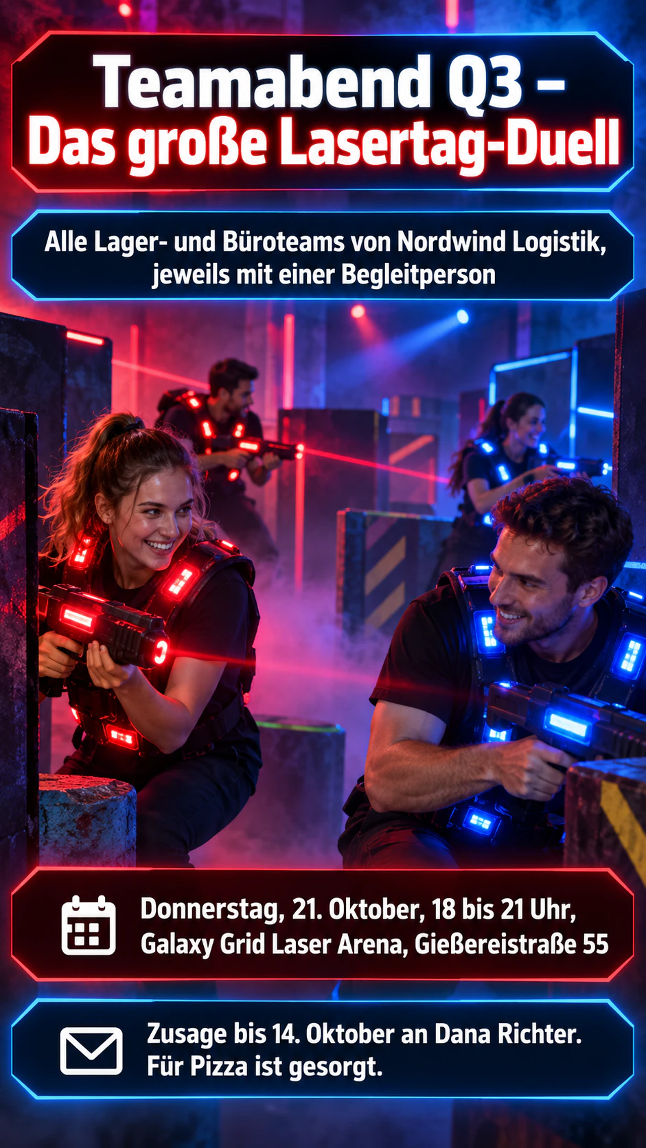 Beispiel: Lasertag-Flyer für einen Teamabend oder Gruppenausflug