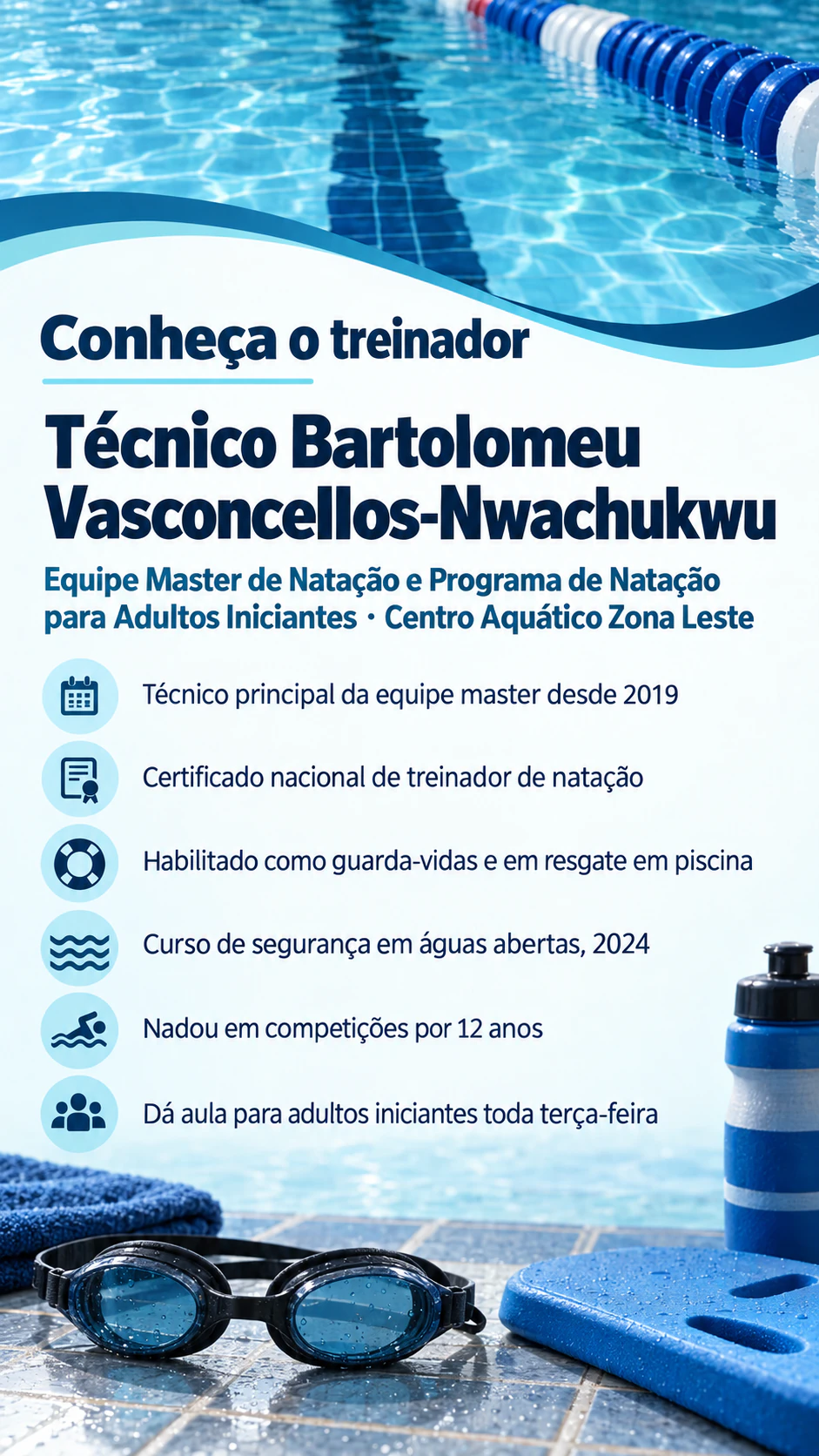 Pôster de apresentação do técnico para uma equipe ou um clube: Sem foto, sobrenome longo e seis linhas de qualificação