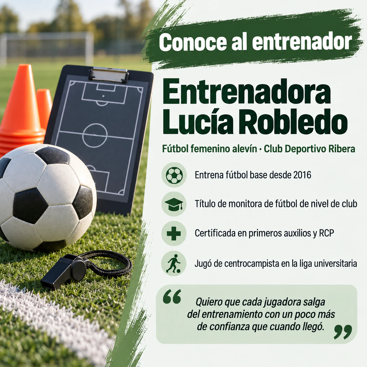 Ejemplo de Cartel para presentar al entrenador de un equipo o club
