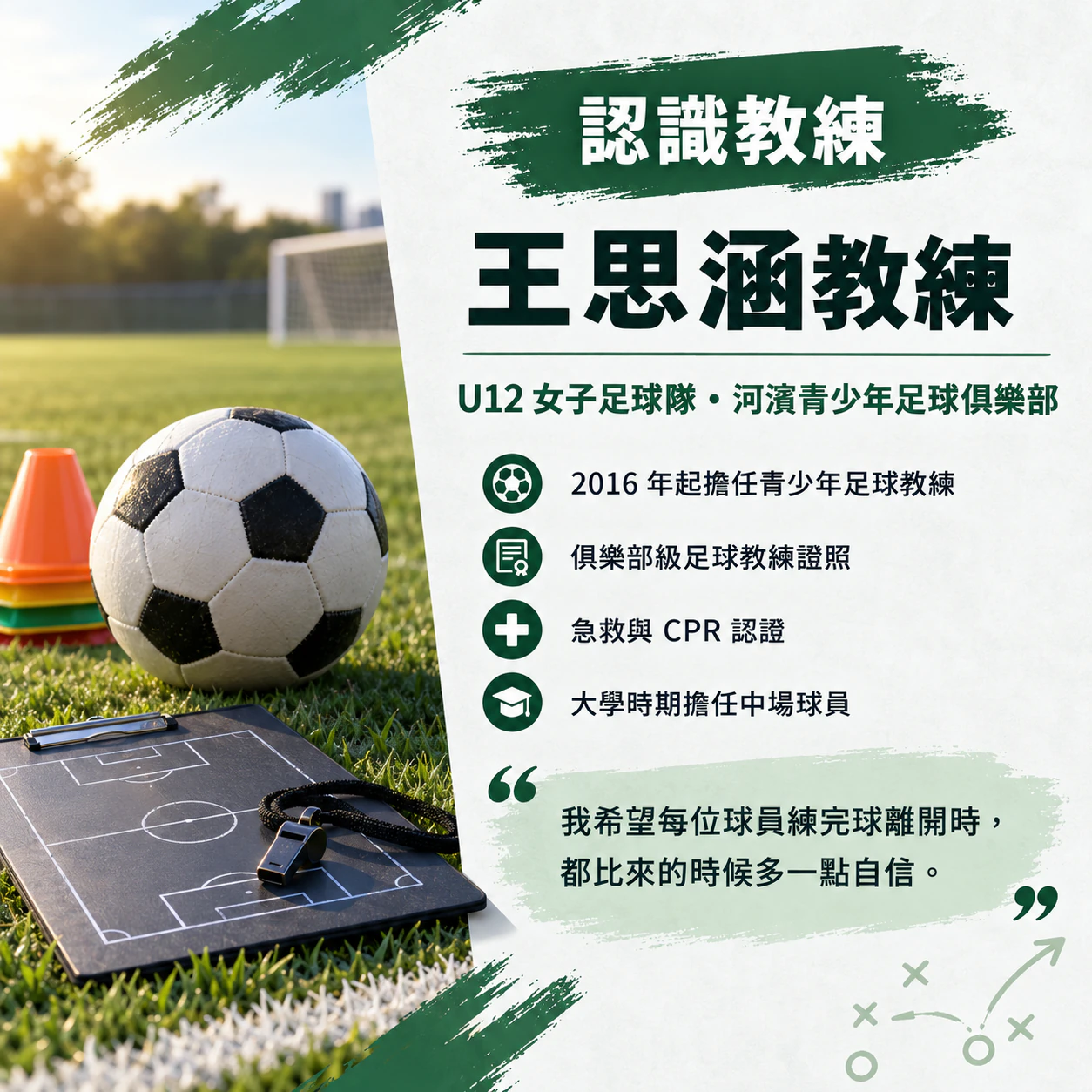 球隊或俱樂部的教練介紹海報範例