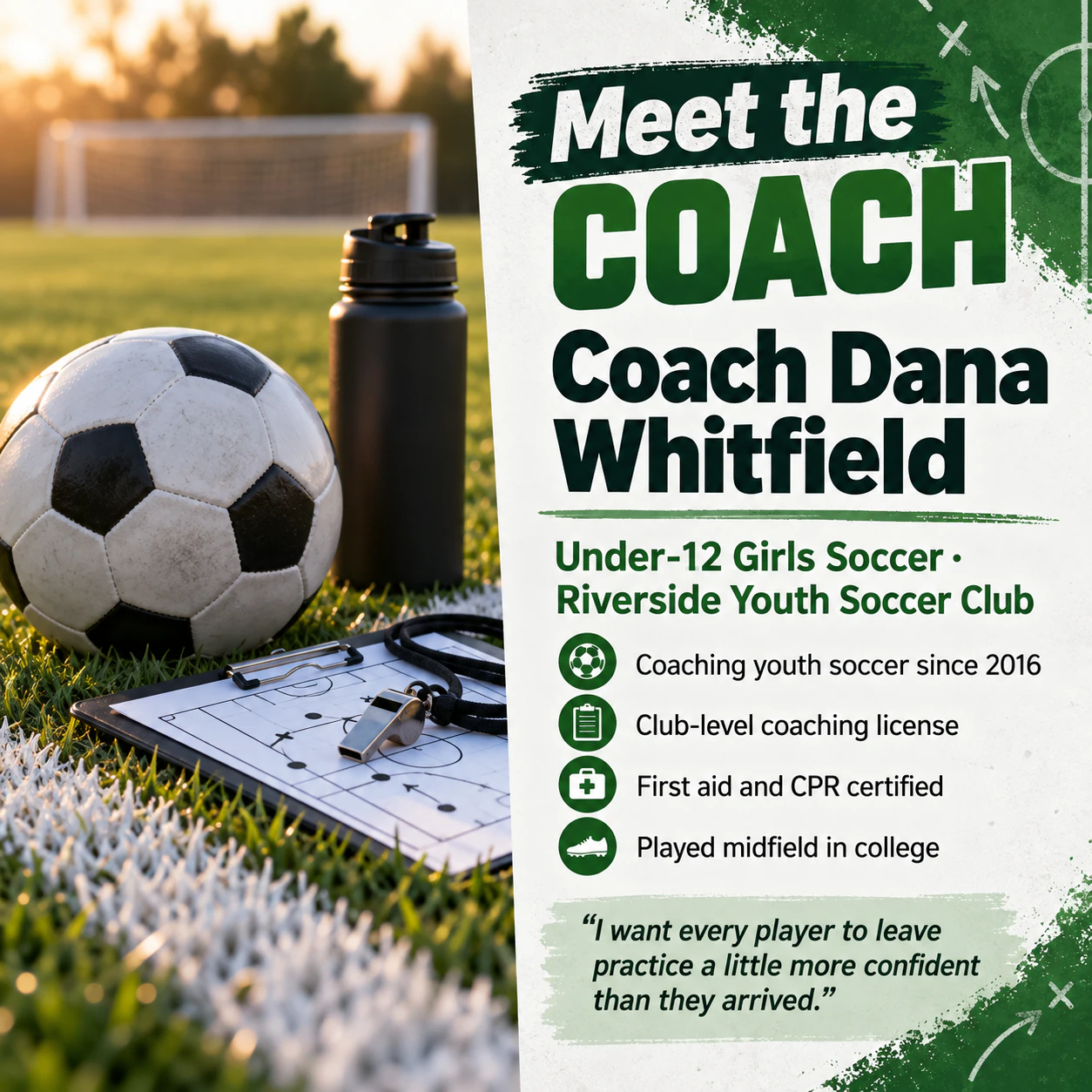 Meet the coach poster for a team or club example