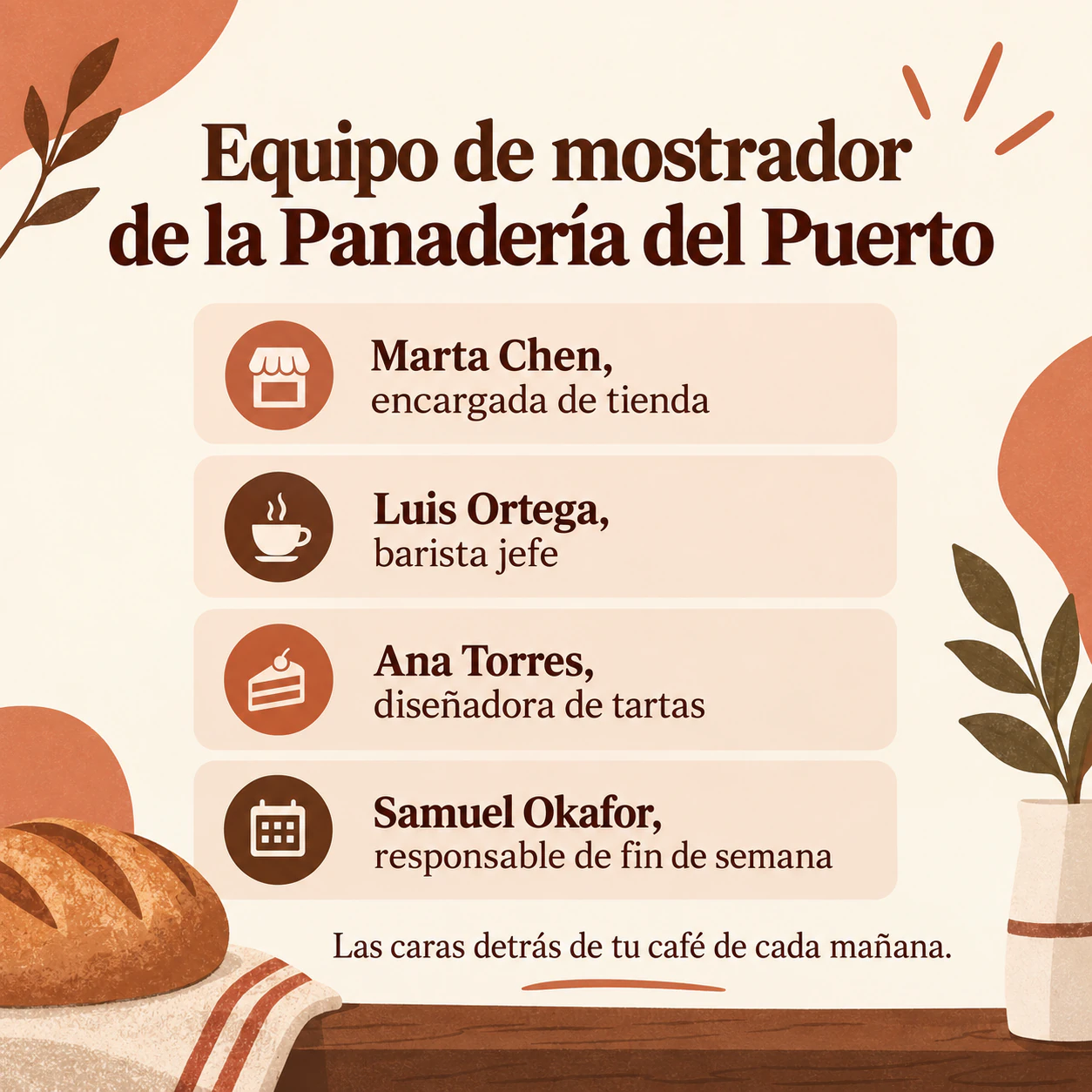 Ejemplo de Post para presentar al equipo con una foto de grupo o fichas con nombre