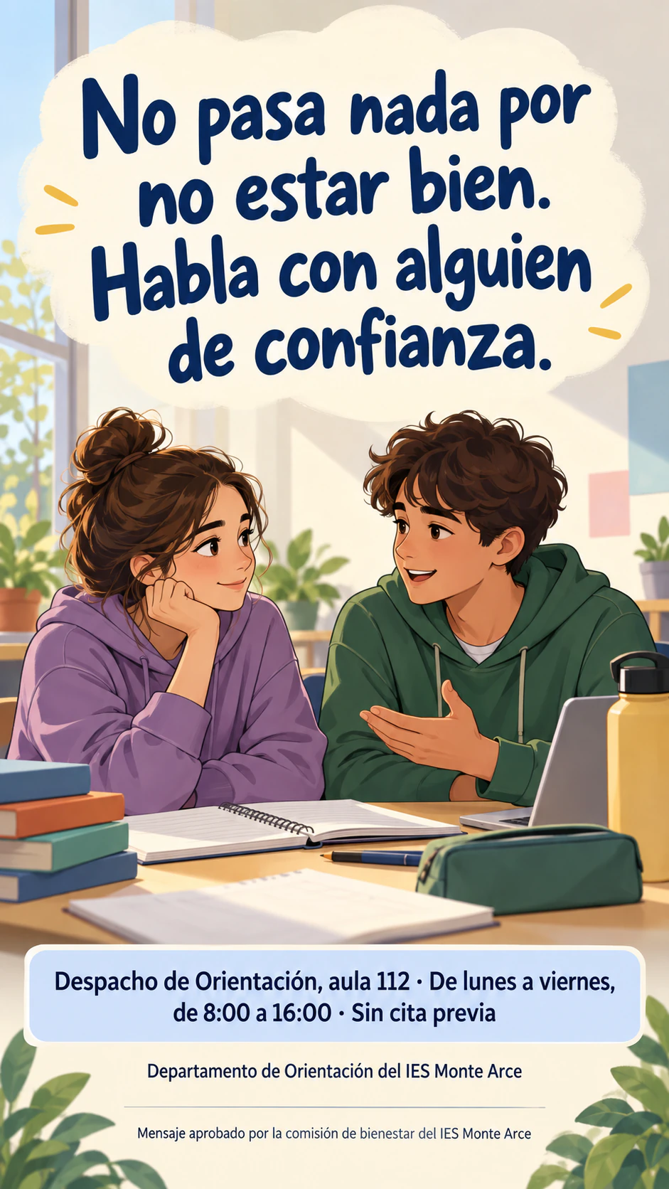Ejemplo de Cartel de concienciación sobre salud mental con tu mensaje aprobado