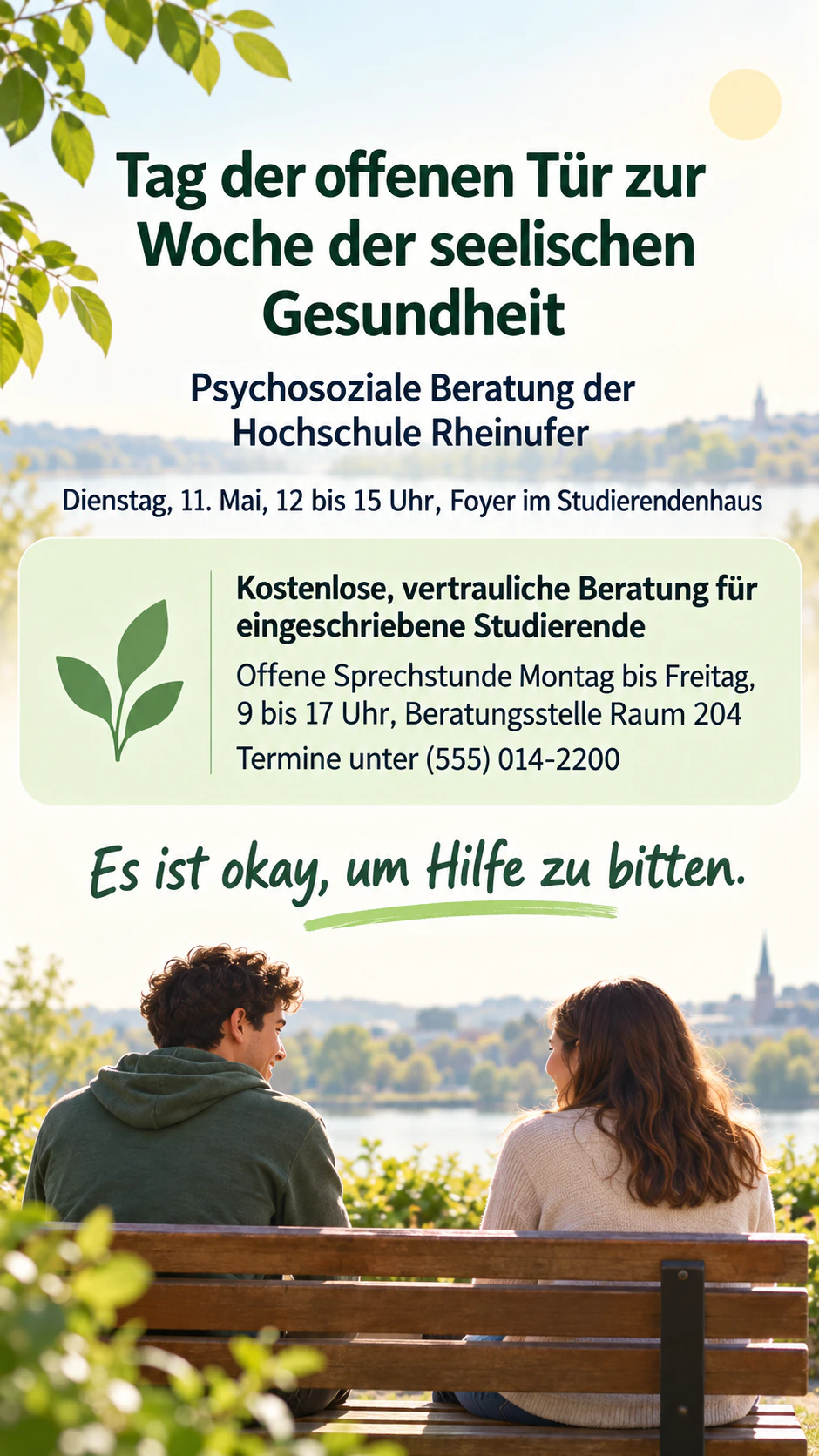 Beispiel: Flyer zur psychischen Gesundheit für eine Aktion oder ein Hilfsangebot