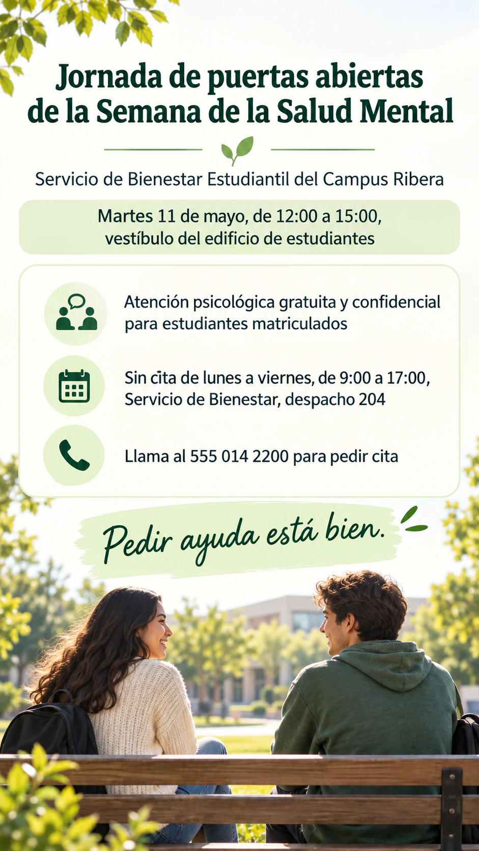 Ejemplo de Flyer de salud mental para una jornada de sensibilización o un servicio de apoyo