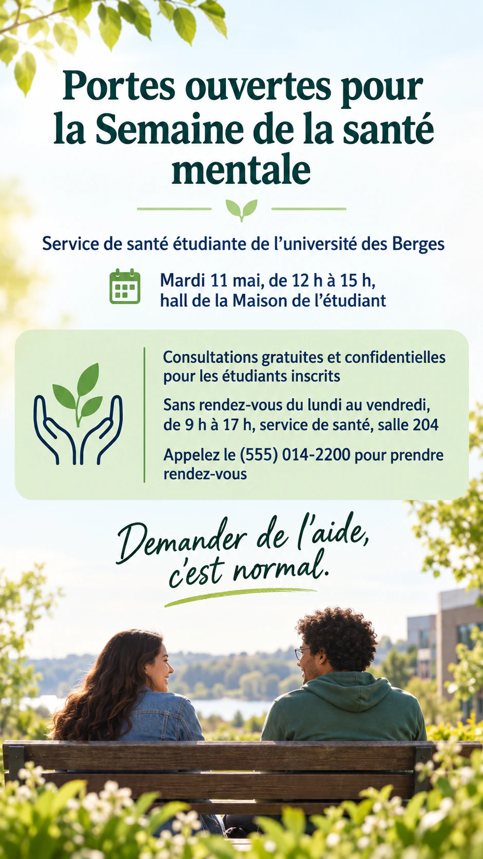 Exemple : Flyer santé mentale pour un événement de sensibilisation ou un service de soutien