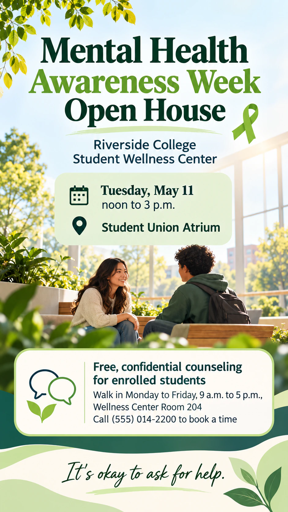Mental health flyer for an awareness event or support service example