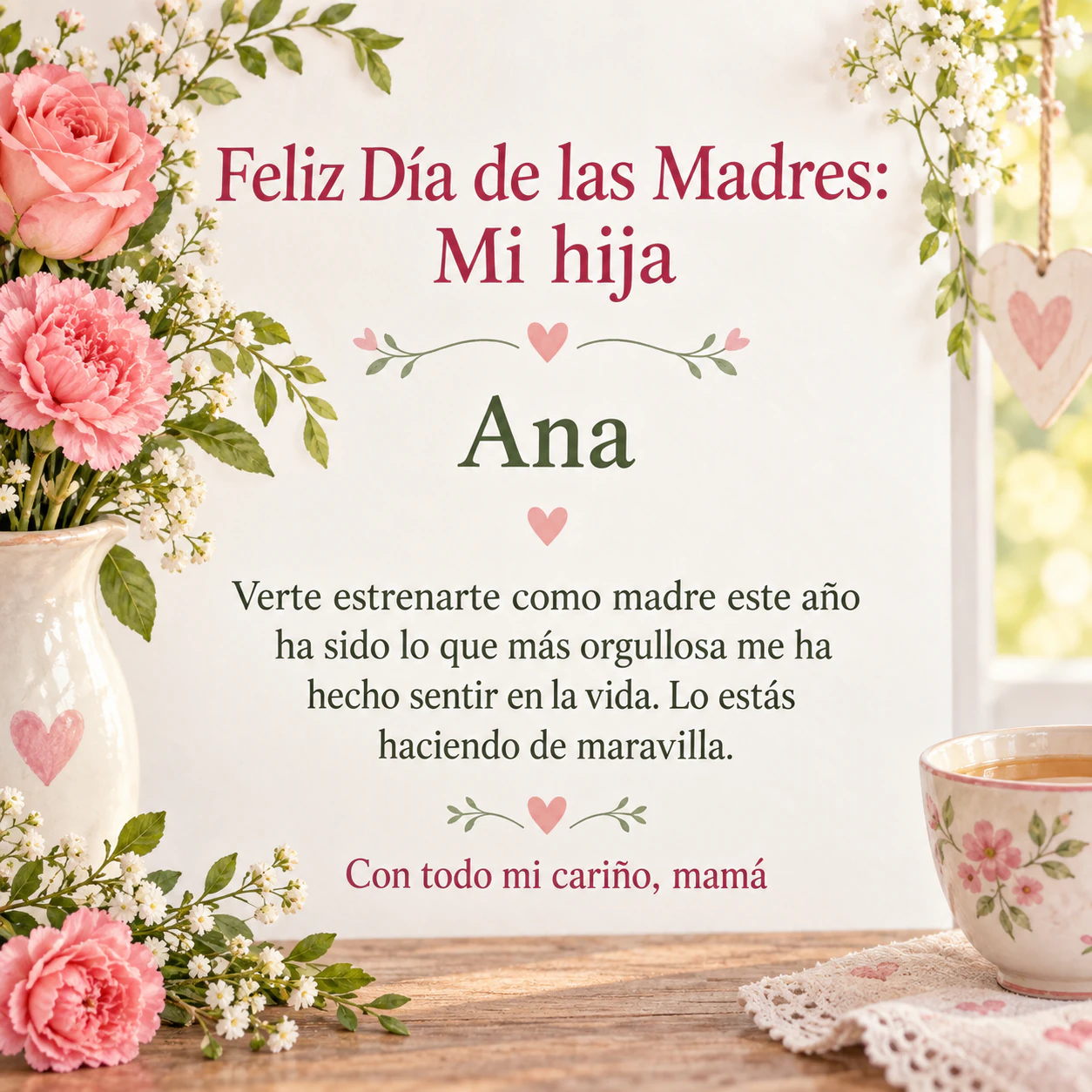 Ejemplo de Imagen del Día de la Madre para tu hija, tu tía, tu abuela o tu amiga