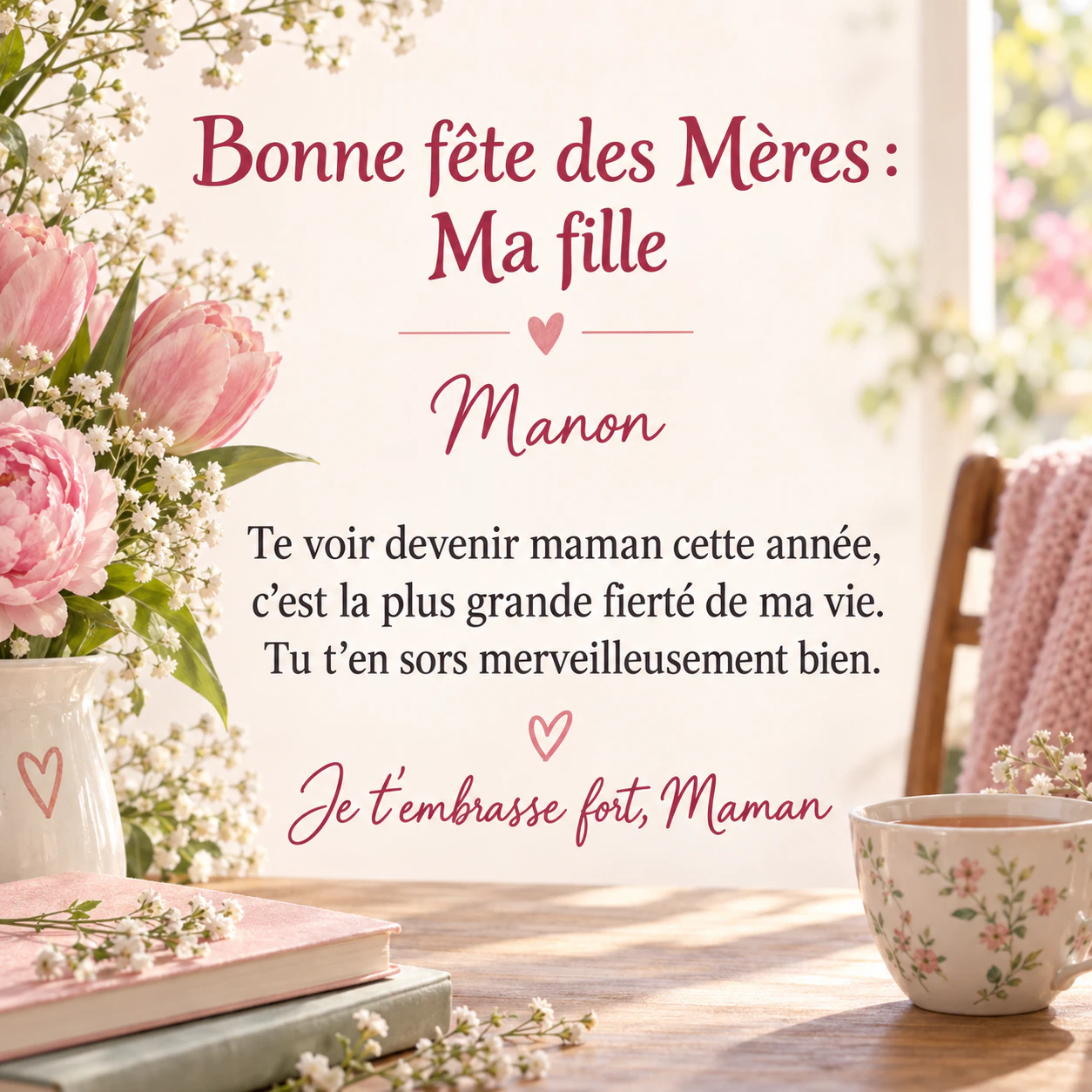 Exemple : Image de fête des Mères pour une fille, une tante, une mamie ou une amie