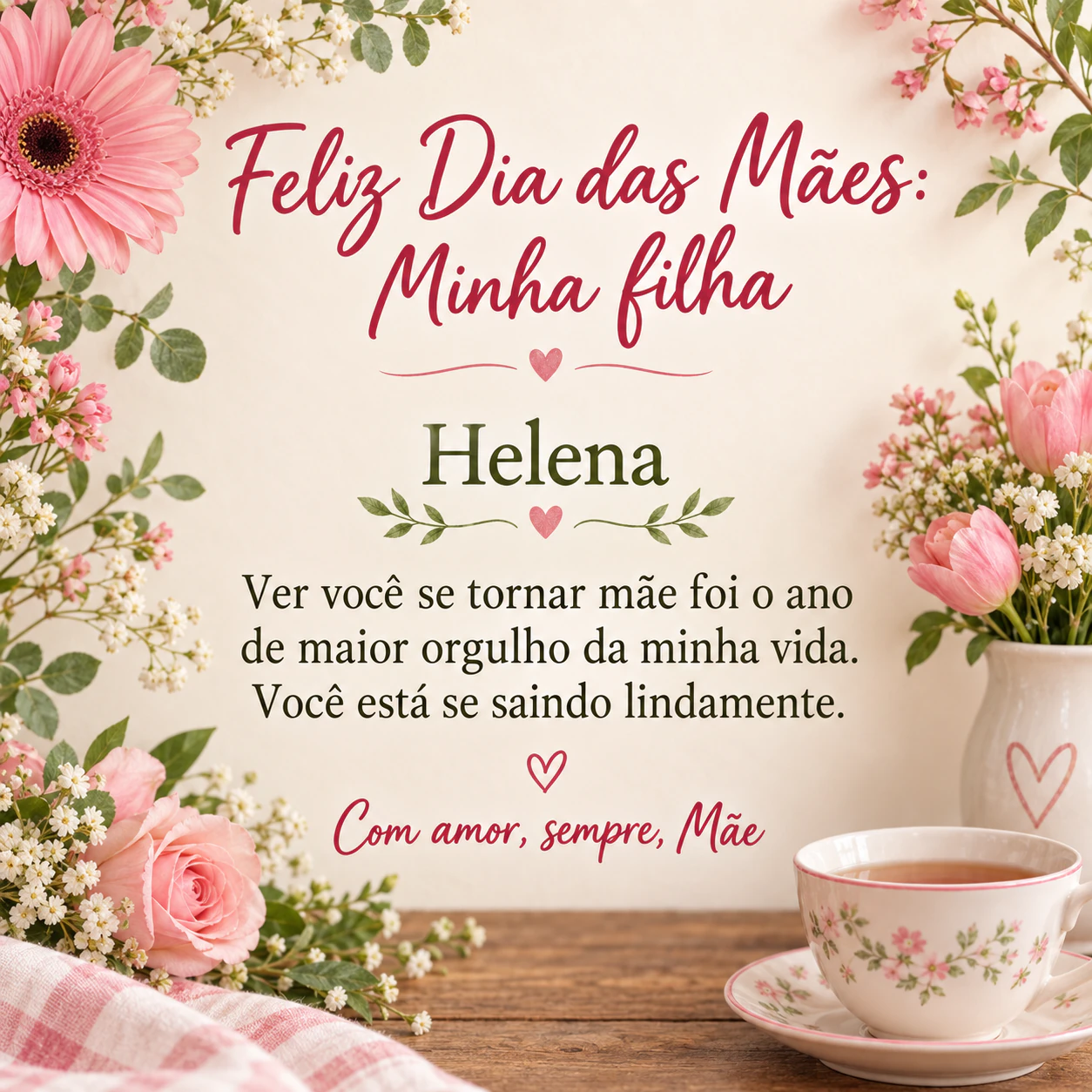 Exemplo de Imagem de Dia das Mães para a filha, a tia, a avó ou uma amiga