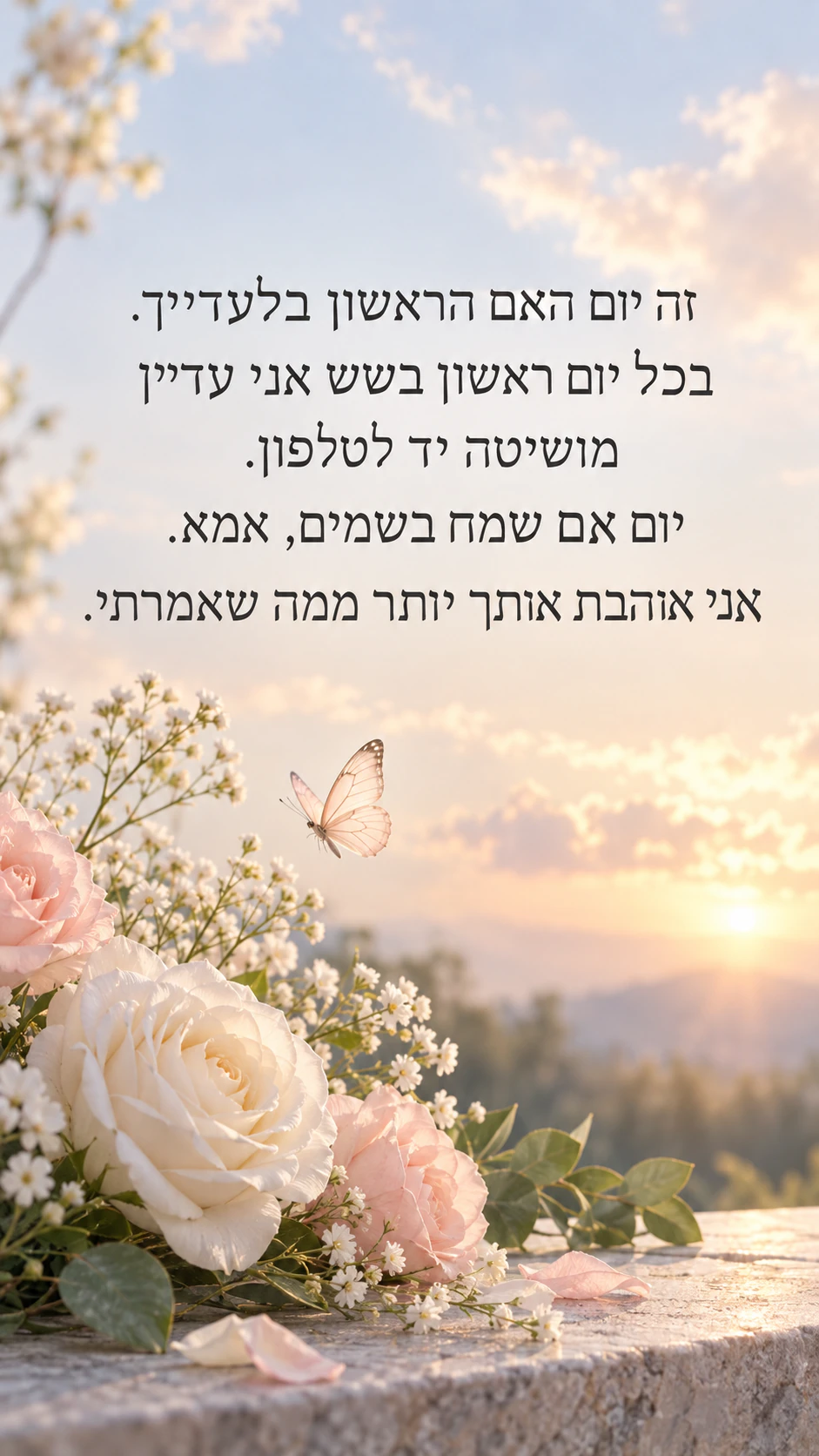 תמונת יום האם לזכר אמא: מסר ארוך בשנה הראשונה, רק שדה חובה