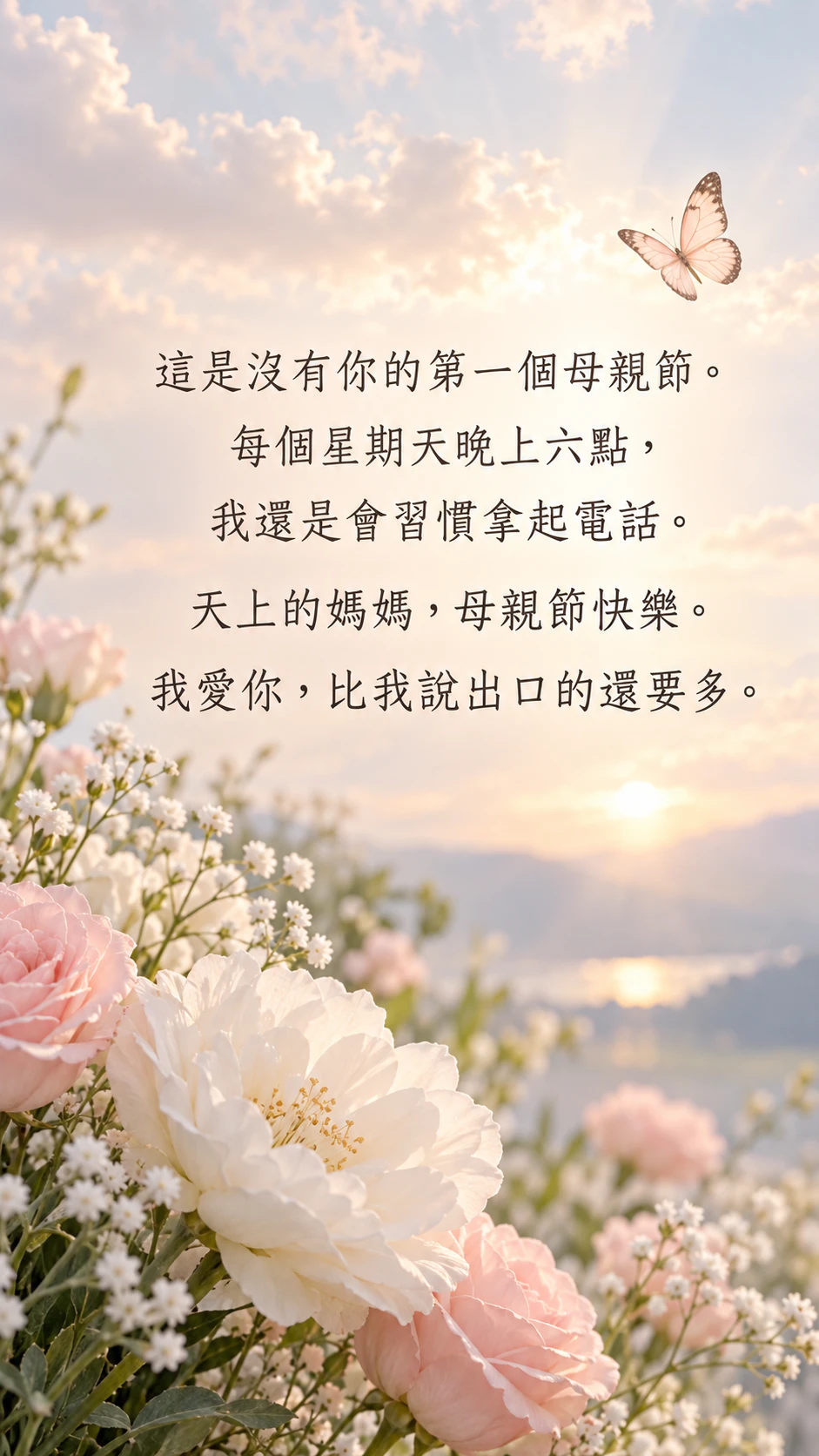 獻給天上媽媽的母親節追思圖片：第一年的長篇思念，其他欄位都沒填