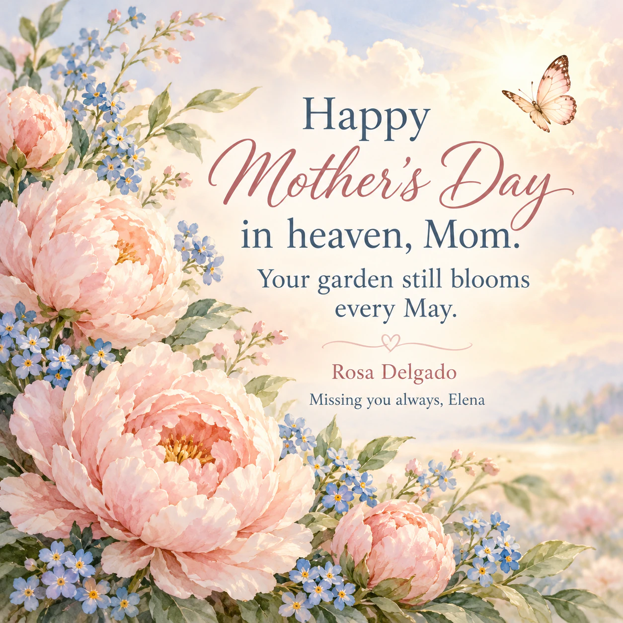 Mother's Day remembrance image for a mom in heaven example
