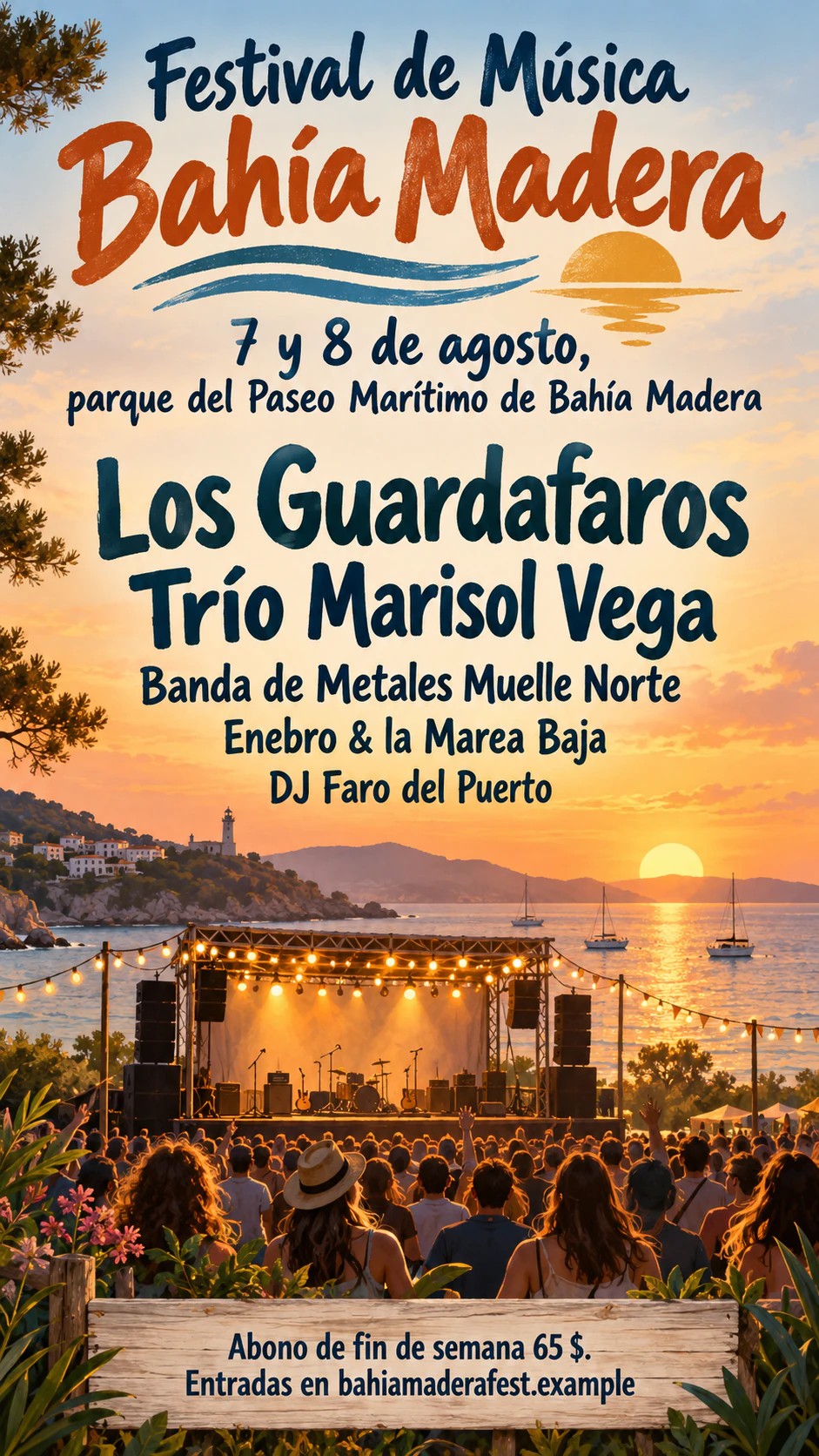 Ejemplo de Flyer de festival de música con tu cartel en orden de importancia