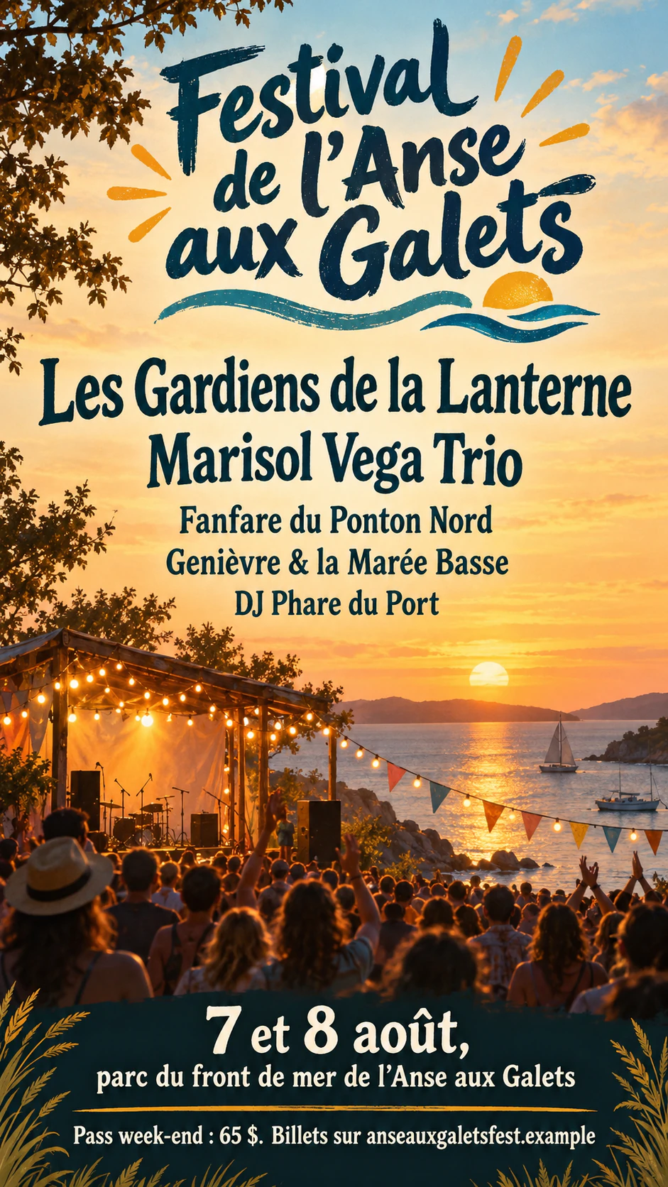 Exemple : Flyer de festival de musique avec votre programmation dans l’ordre d’affiche
