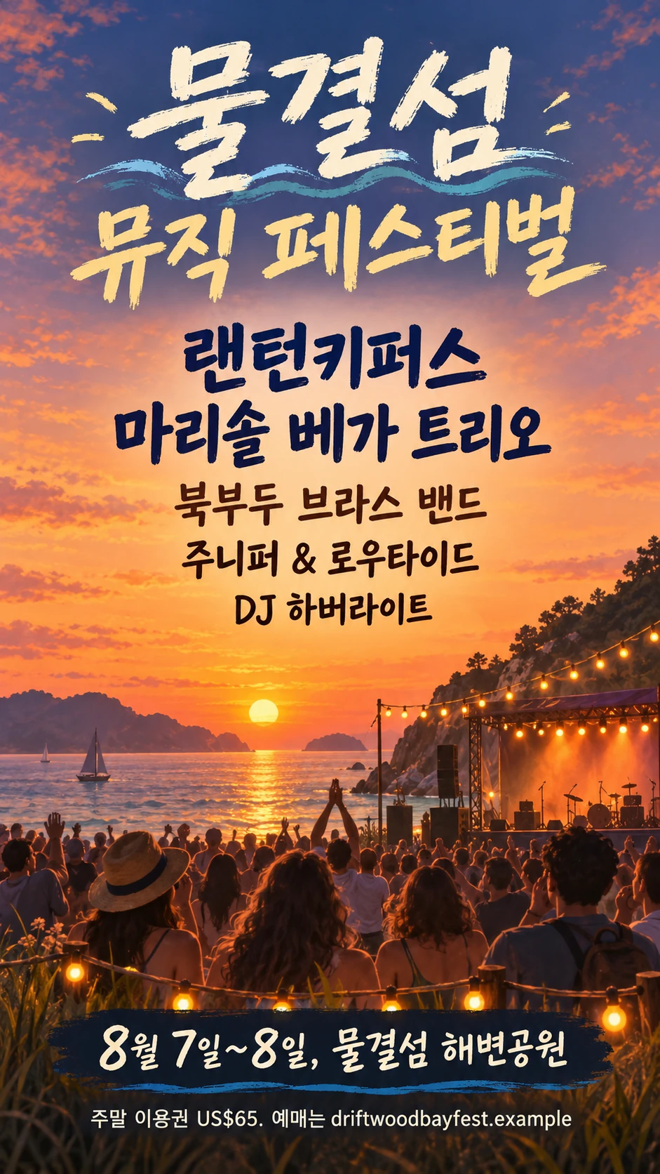 라인업을 입력한 순서대로 담은 음악 페스티벌 전단지 예시