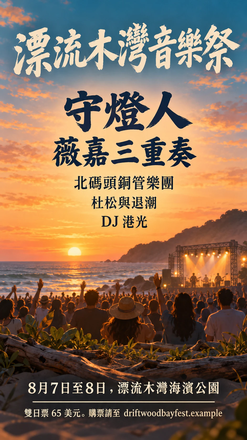 依卡司排序呈現演出陣容的音樂祭傳單範例