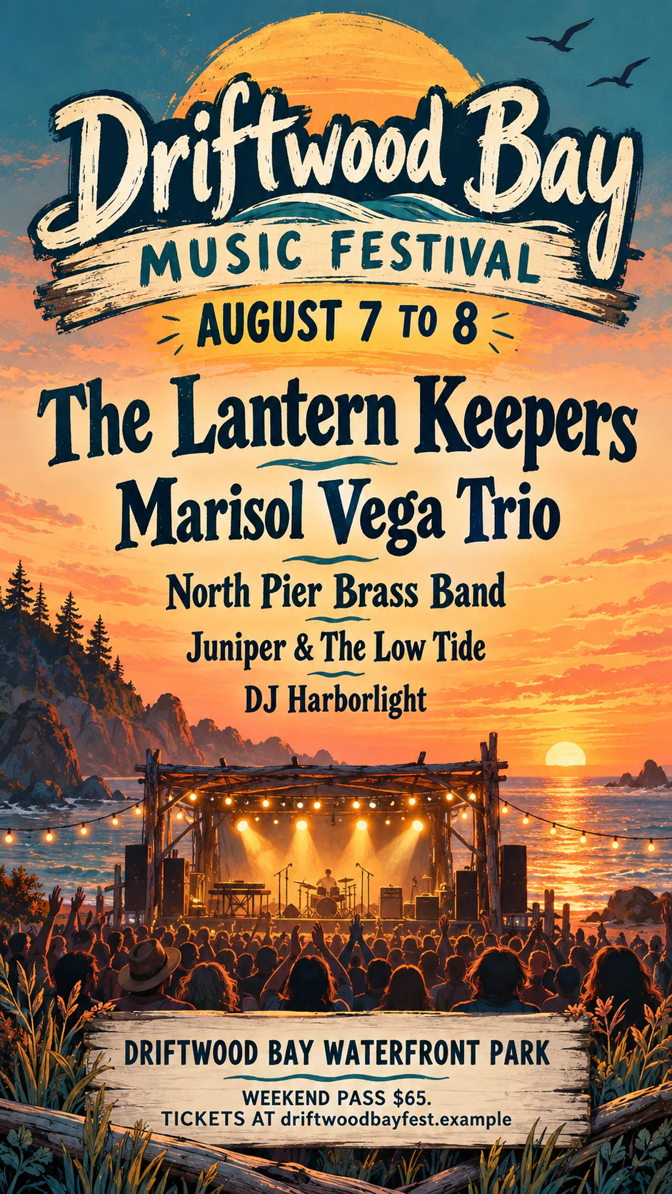 Music festival flyer with your lineup in billing order example