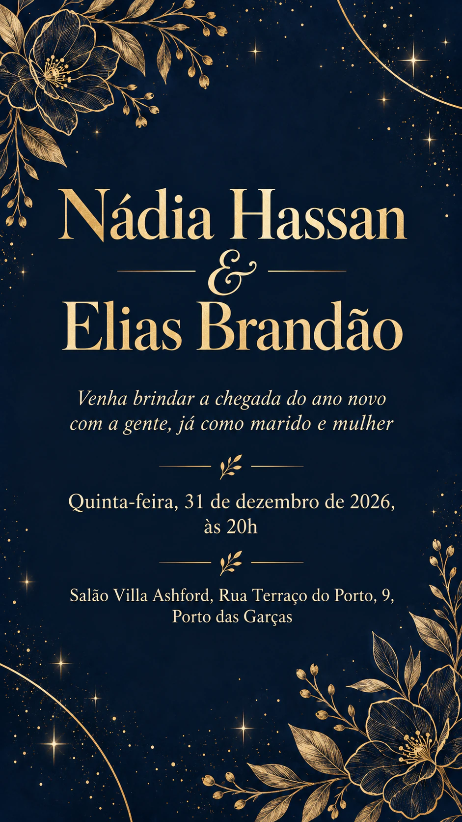 Exemplo de Convite de casamento na virada do ano