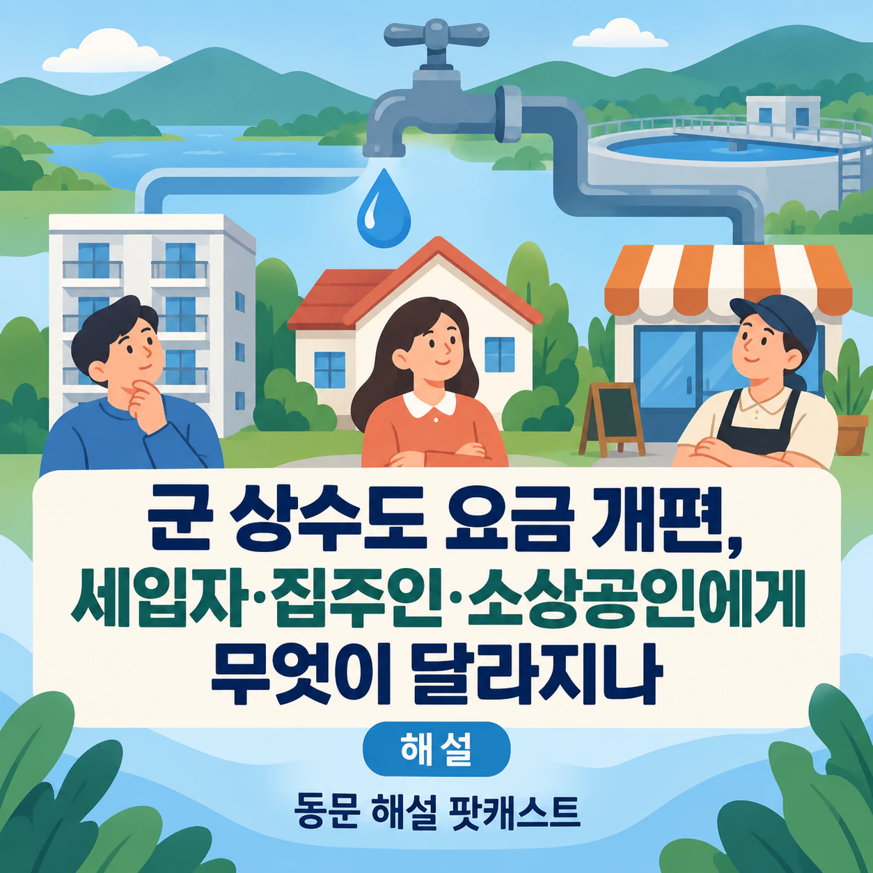 검증된 헤드라인과 일러스트 비주얼로 만드는 뉴스 썸네일: 섹션 라벨이 있고 스타일 지정이 없는 긴 해설 헤드라인, 정사각형