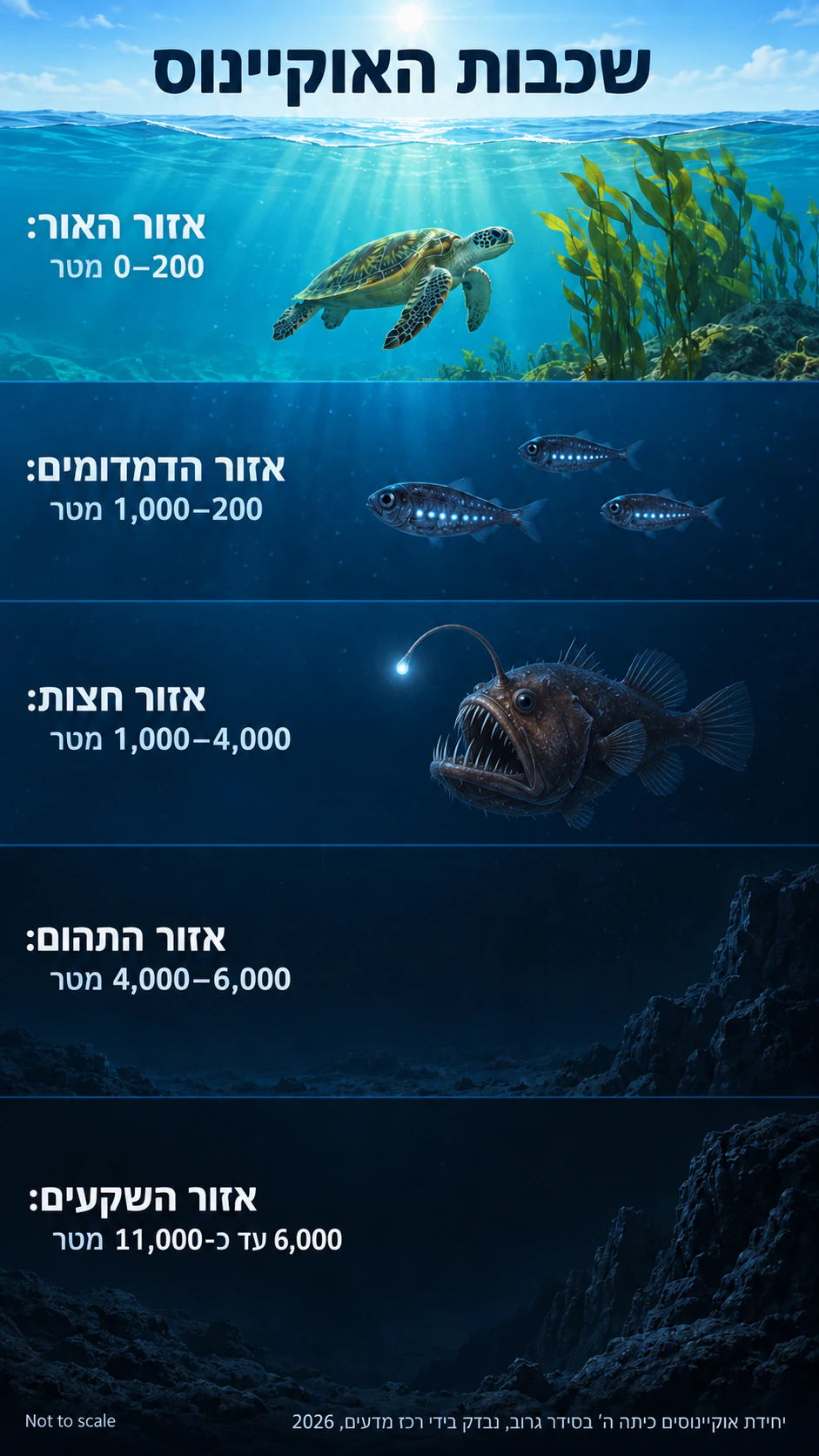 דוגמה: אינפוגרפיקה של אזורי עומק באוקיינוס