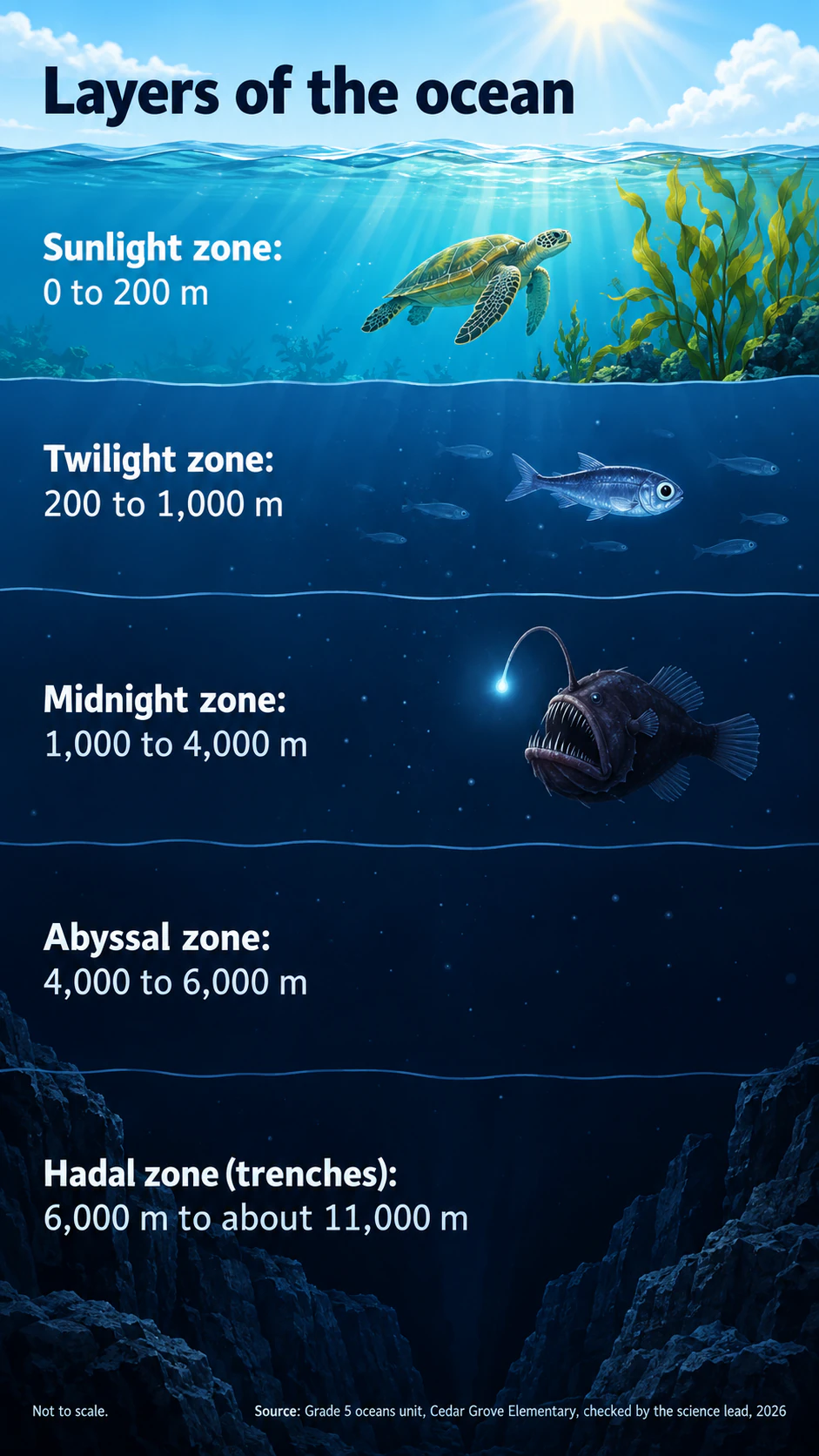 Ocean depth zones infographic example