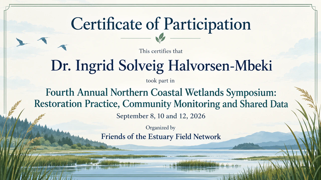 Certificate of participation for an event: Conference name with a subtitle, three dates and no location