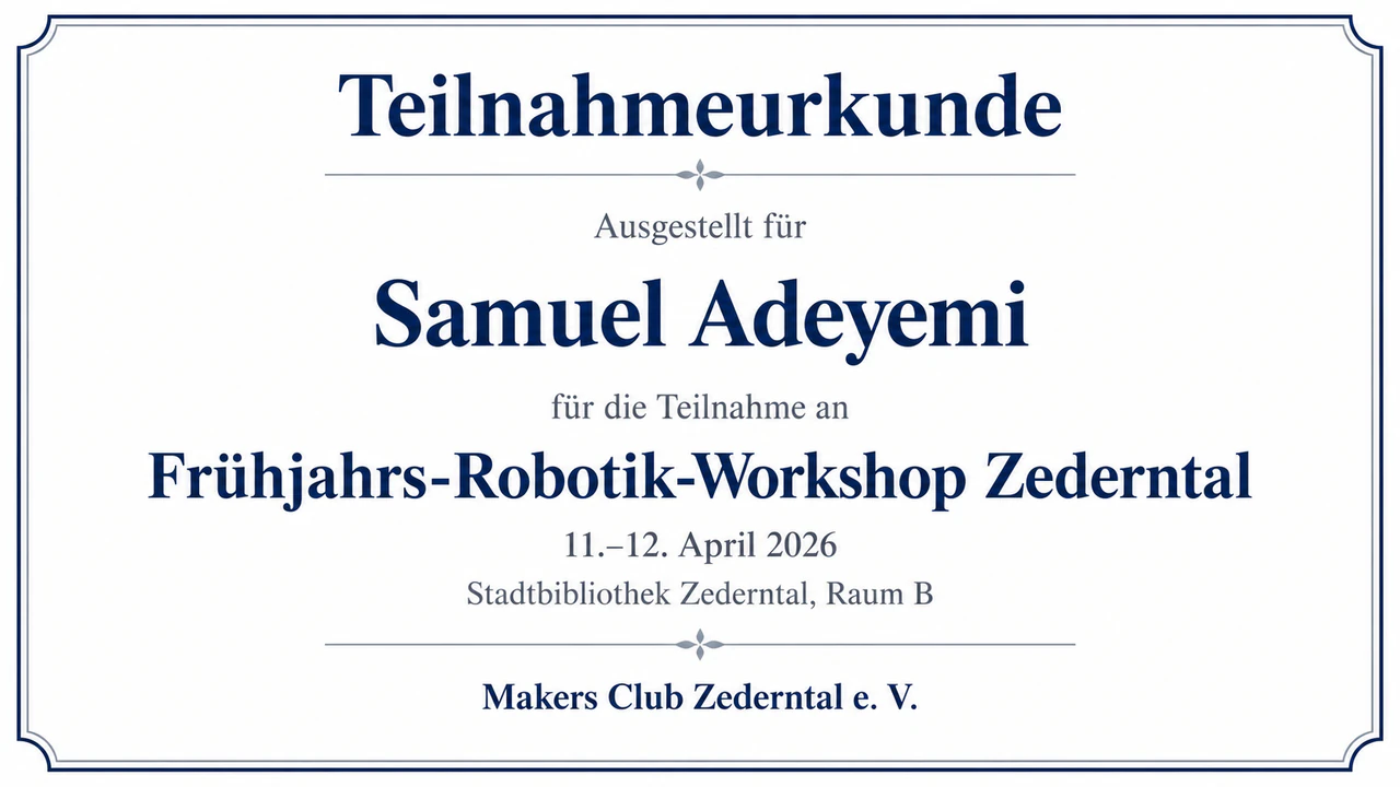 Beispiel: Teilnahmeurkunde für eine Veranstaltung