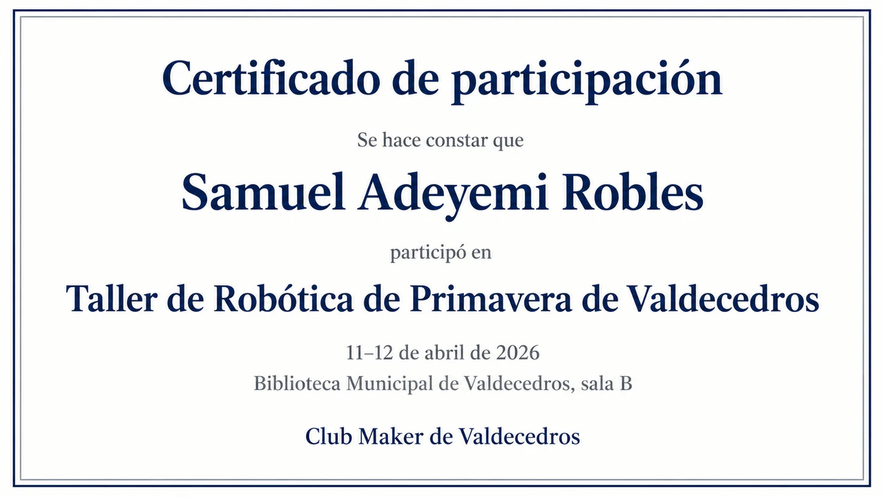 Ejemplo de Certificado de participación para un evento