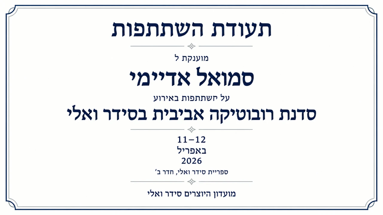 דוגמה: תעודת השתתפות באירוע