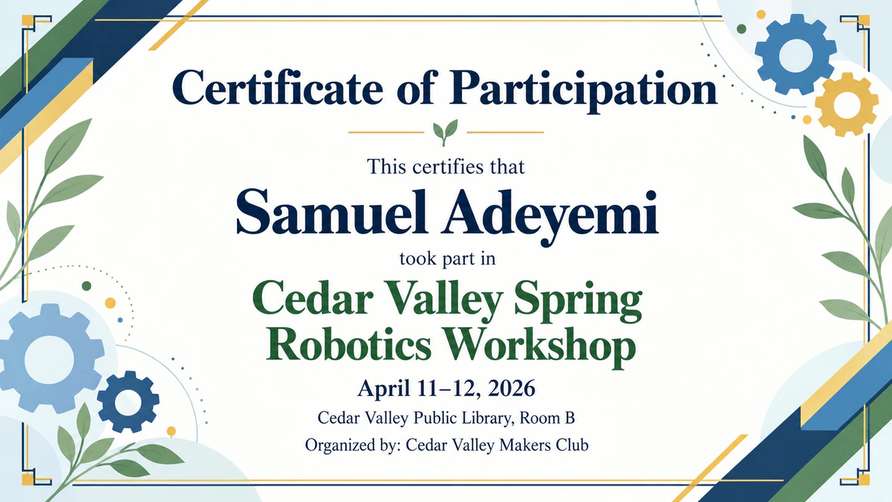 Certificate of participation for an event example