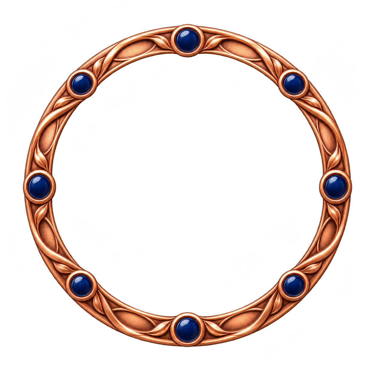 A transparent avatar border asset: A copper ring with navy dots