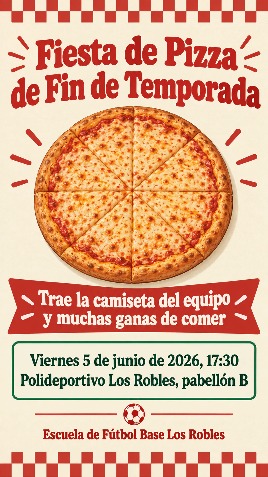 Ejemplo de Flyer e invitación para una fiesta de pizza