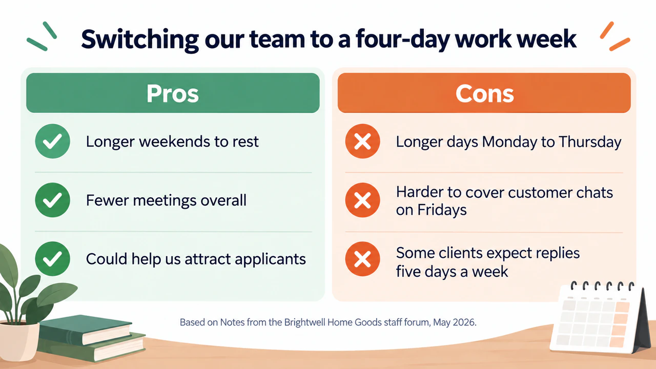 Pros and cons comparison infographic example