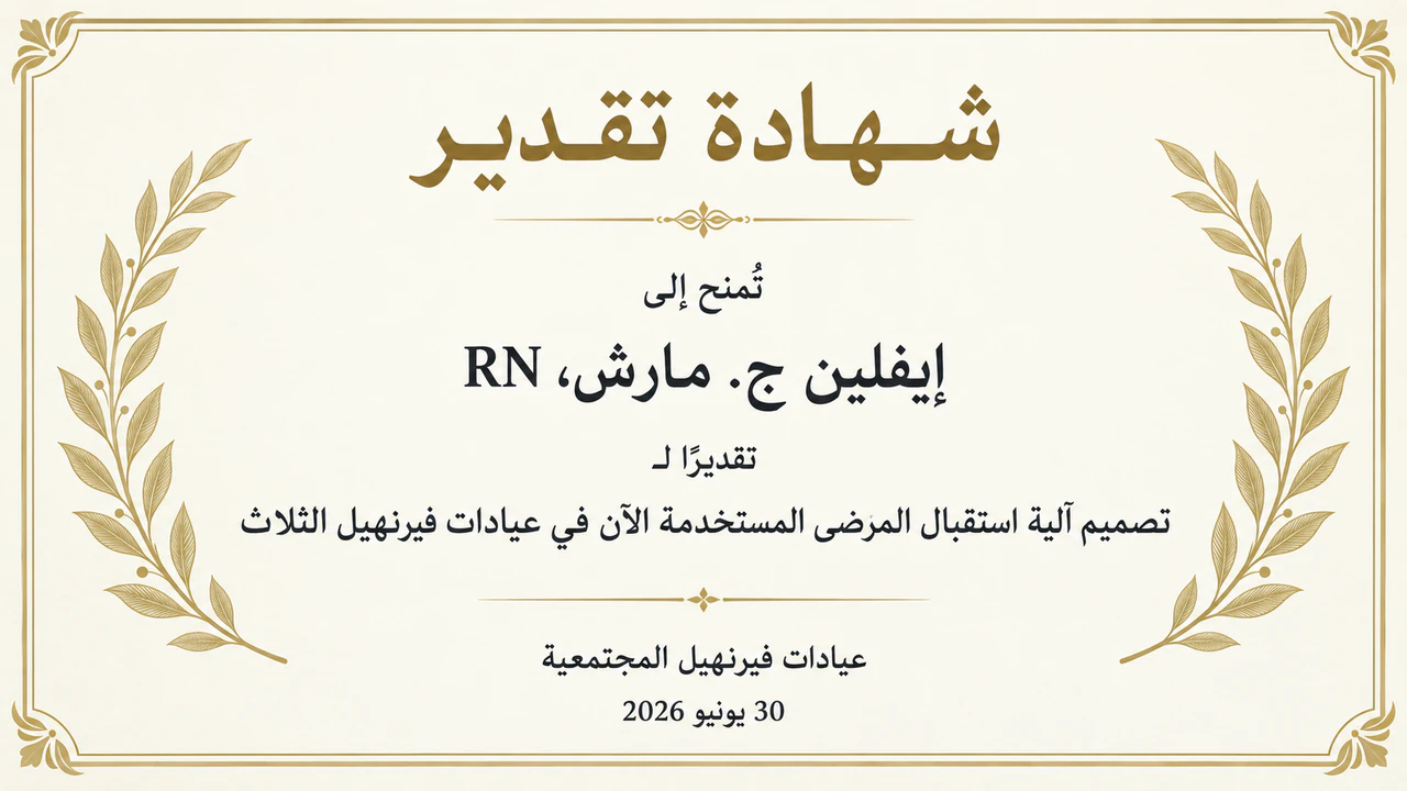 مثال على شهادة تقدير لإنجاز محدد