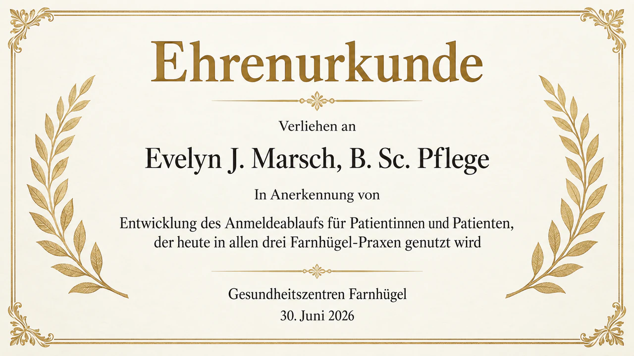 Beispiel: Ehrenurkunde für eine besondere Leistung