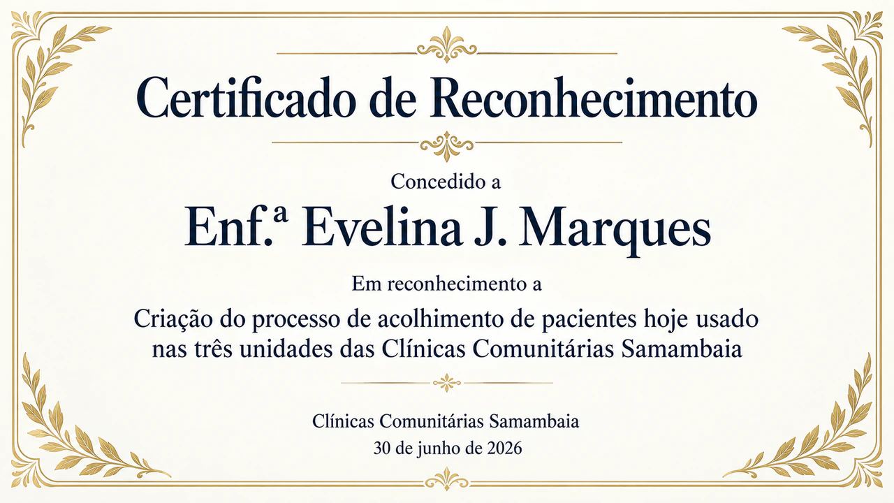 Exemplo de Certificado de reconhecimento por uma conquista