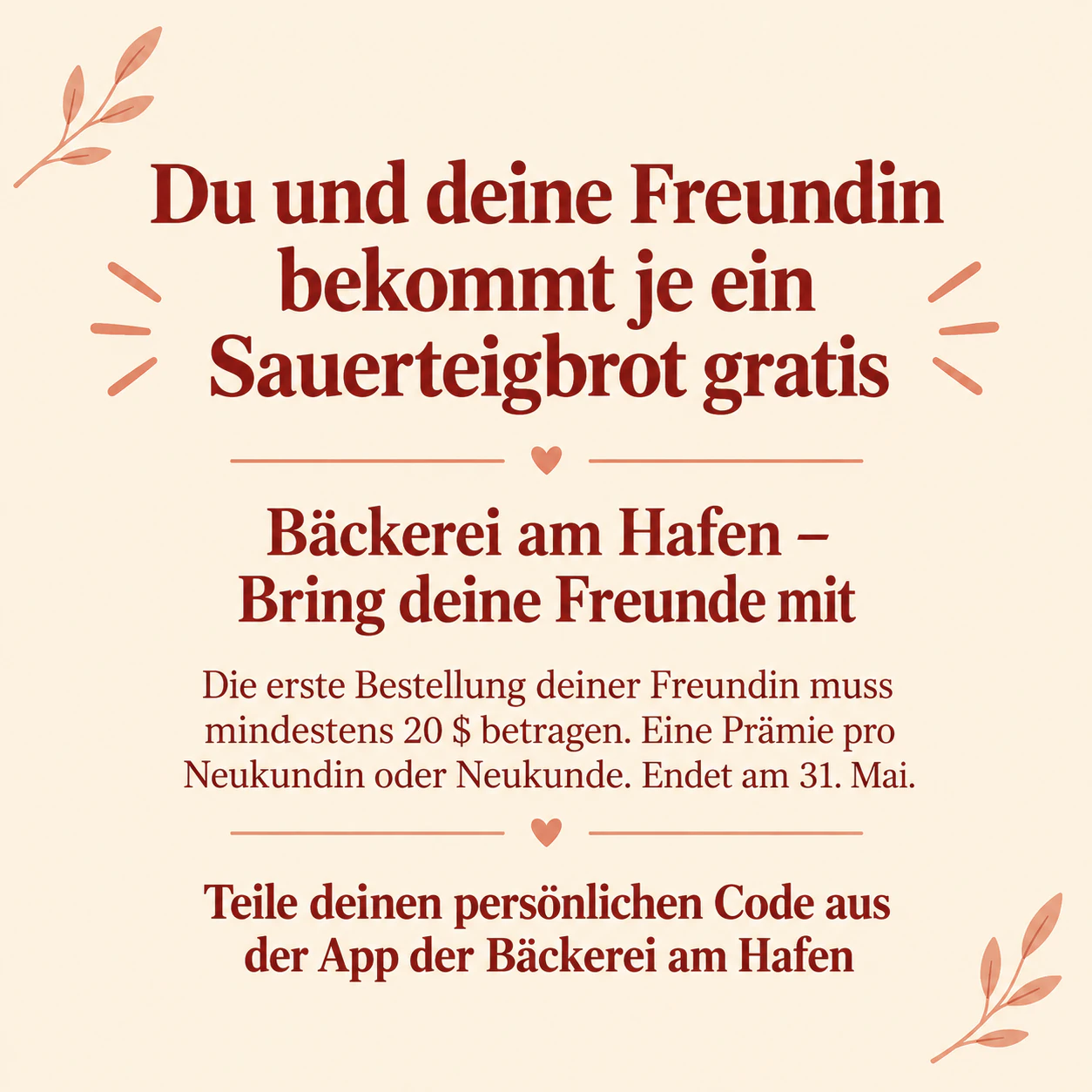 Beispiel: Empfehlungs-Post, der Prämie und Bedingungen zusammen zeigt