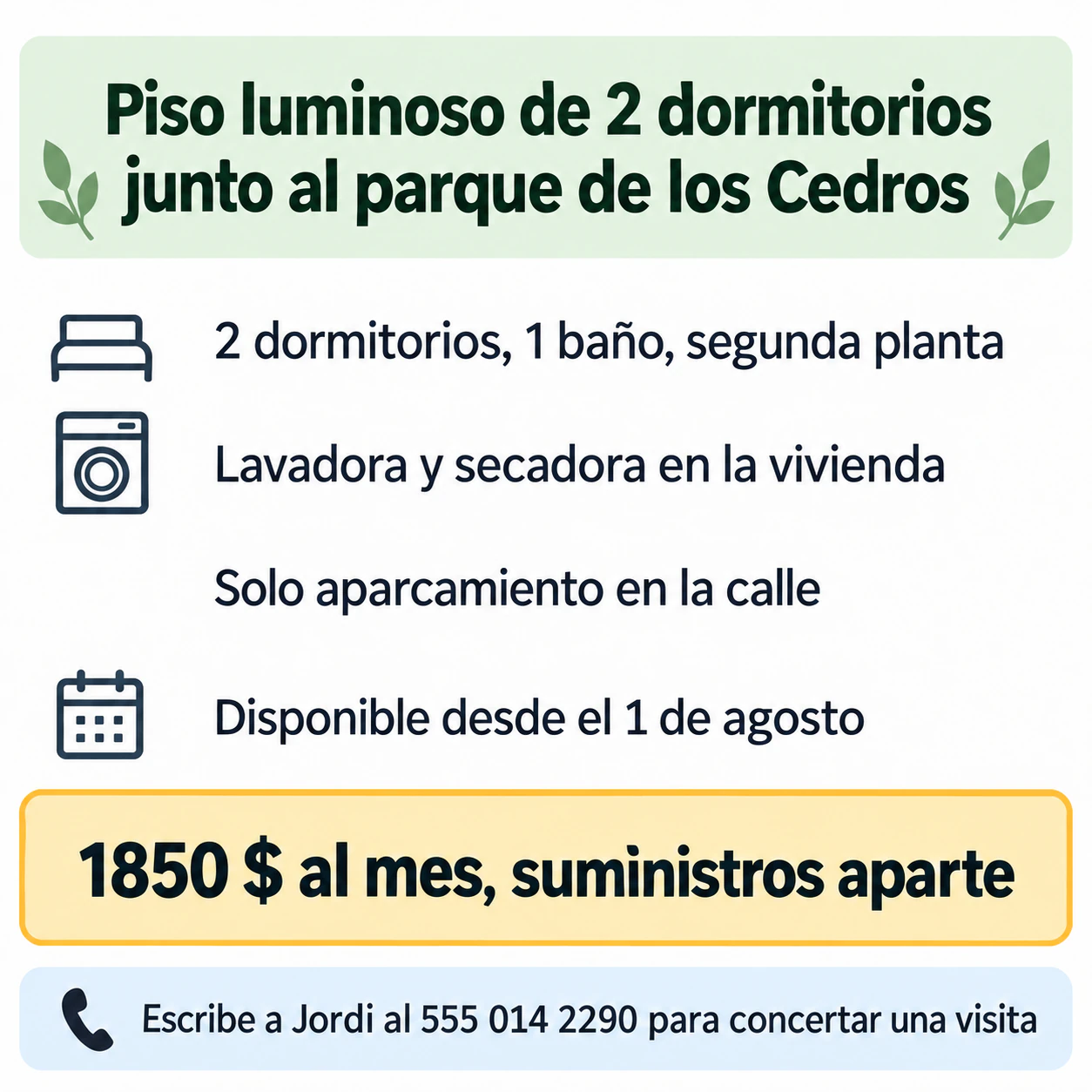 Ejemplo de Imagen de anuncio de alquiler para una vivienda o una habitación