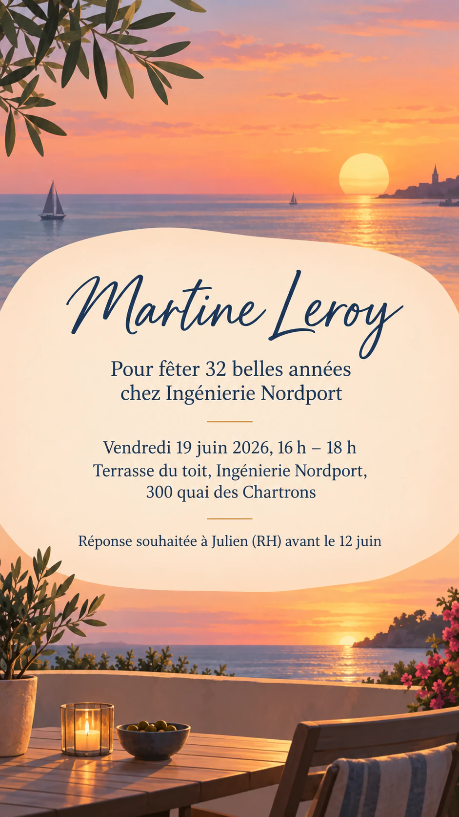 Exemple : Invitation au pot de départ à la retraite