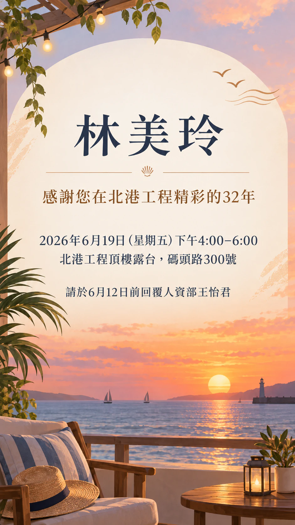 退休派對邀請卡範例
