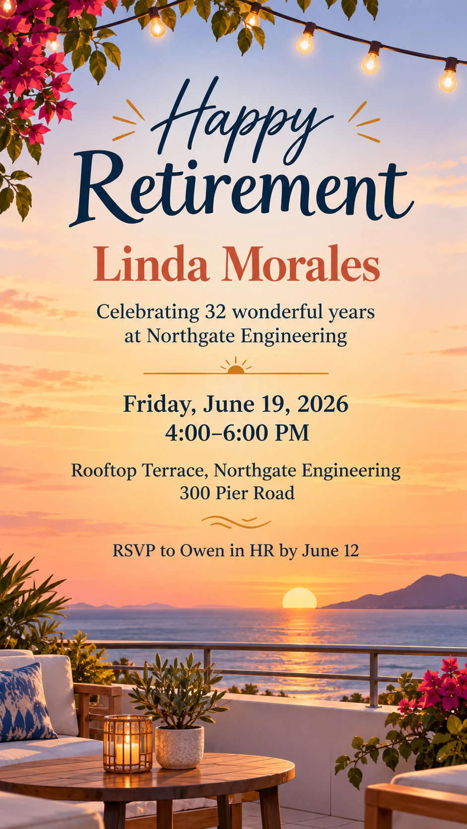 Retirement party invitation example