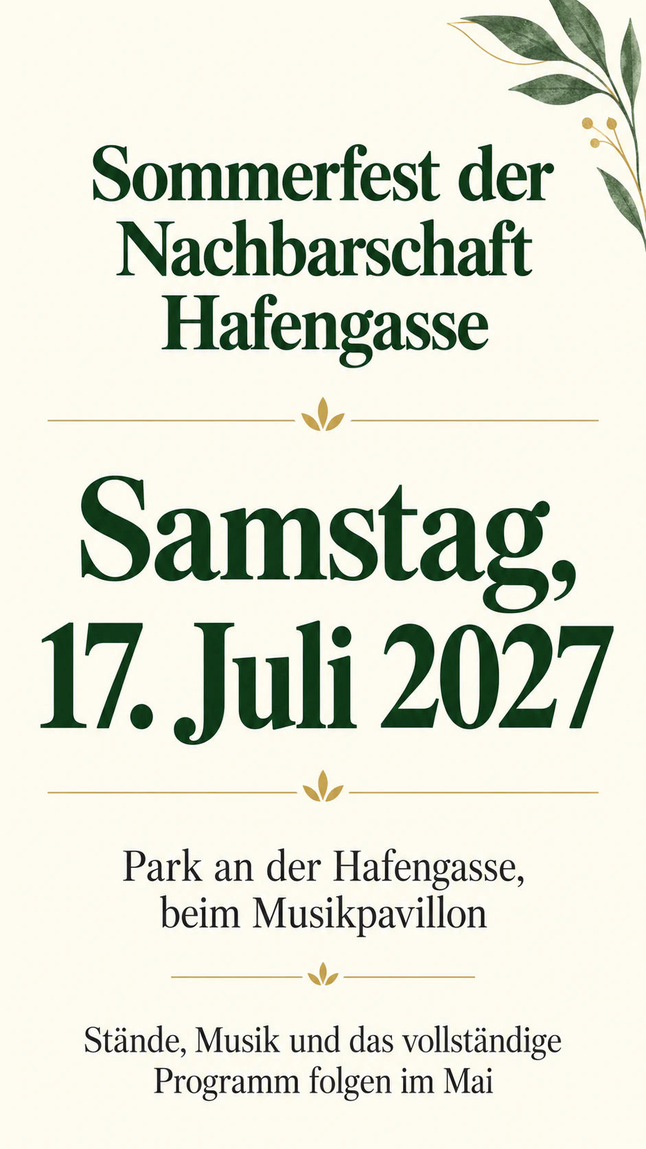 Beispiel: Save-the-Date-Plakat mit dem Datum als Blickfang