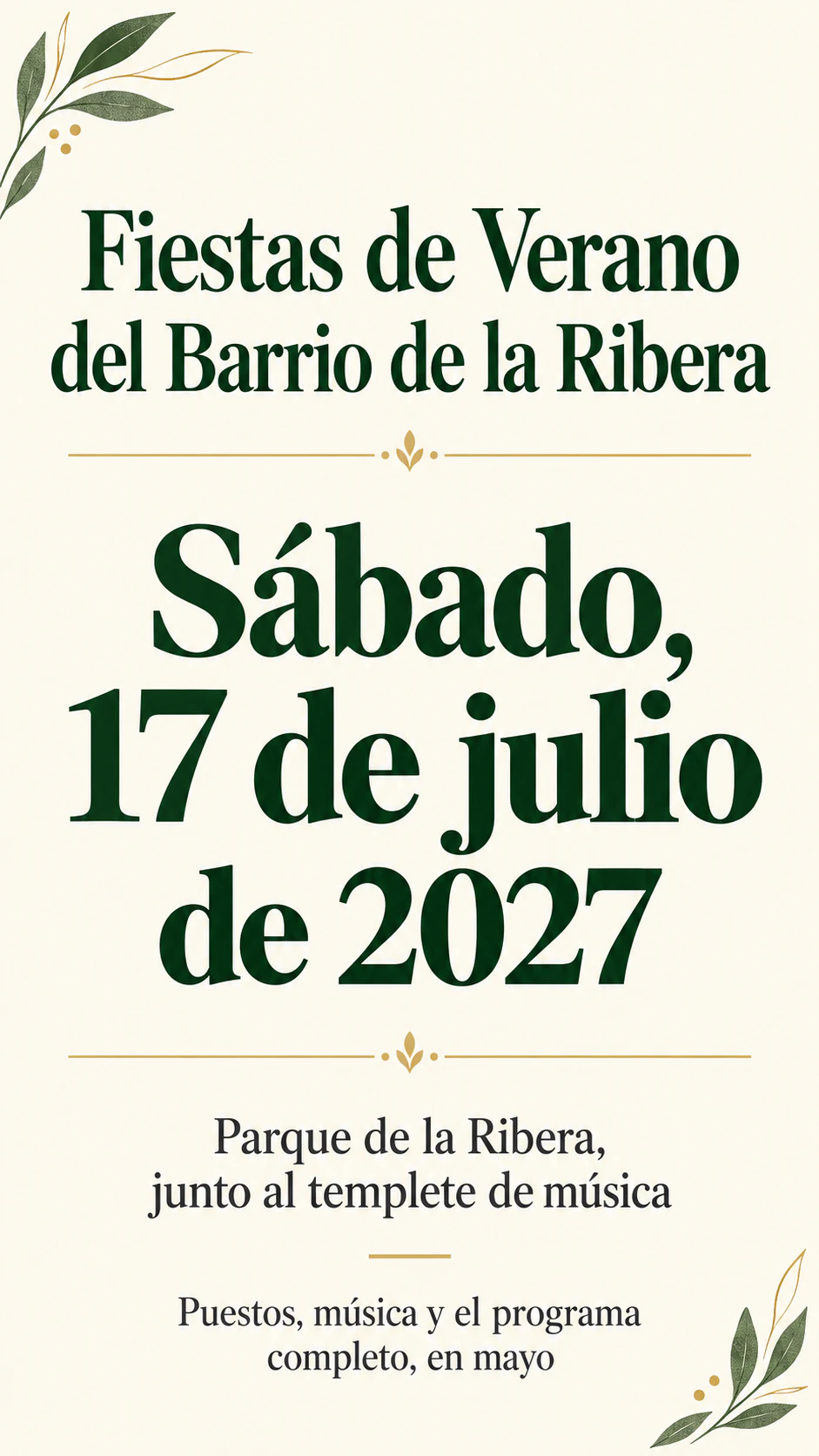 Ejemplo de Cartel «save the date» con la fecha como protagonista