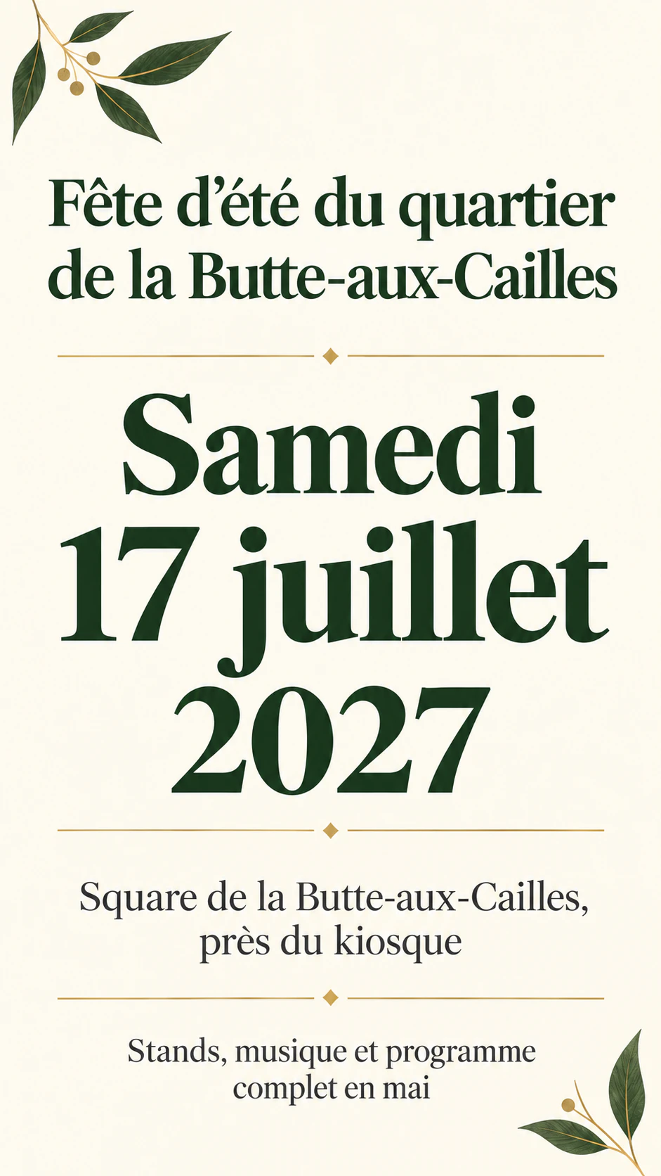Exemple : Affiche save the date avec la date en vedette