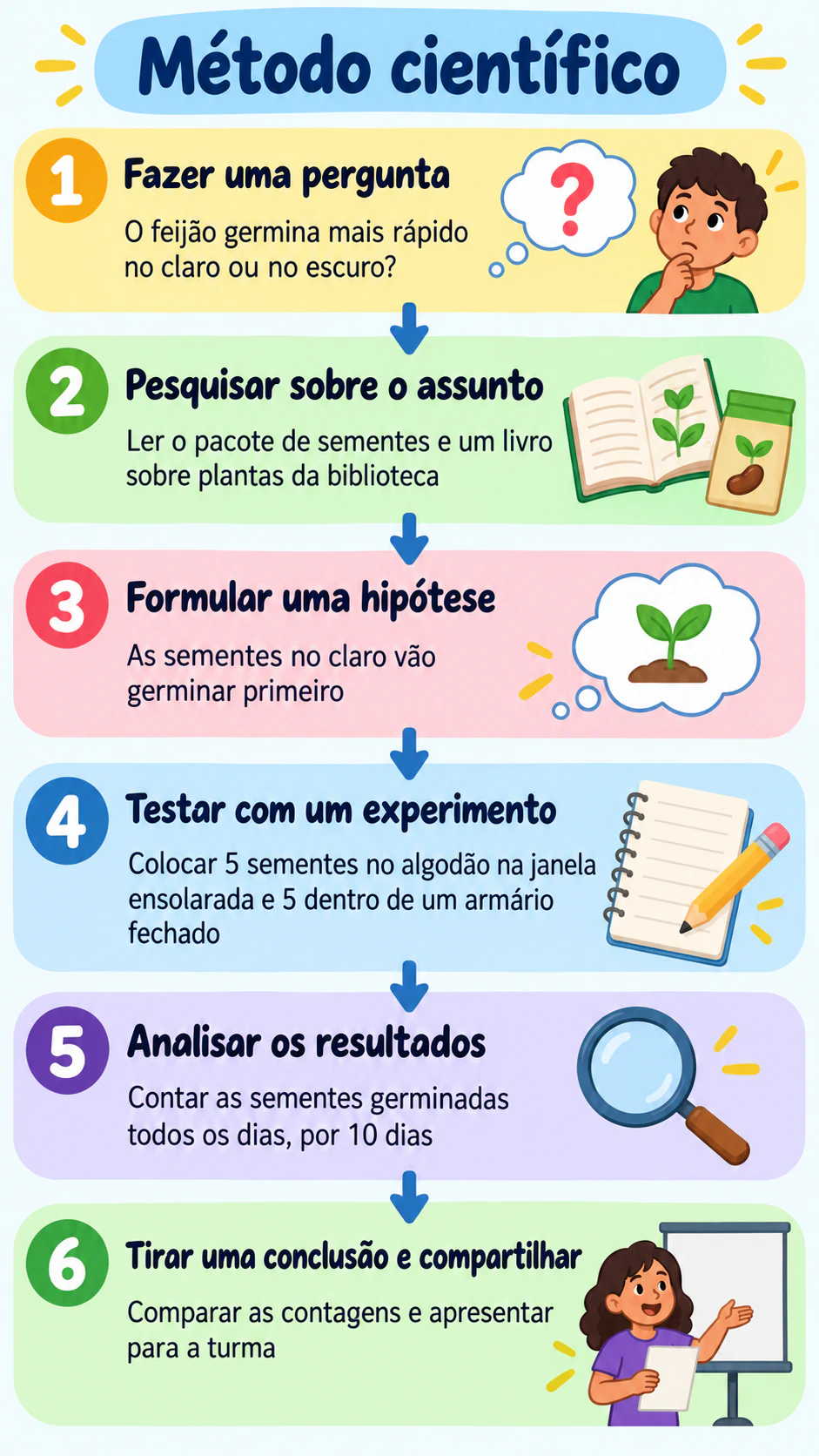 Exemplo de Infográfico das etapas do método científico