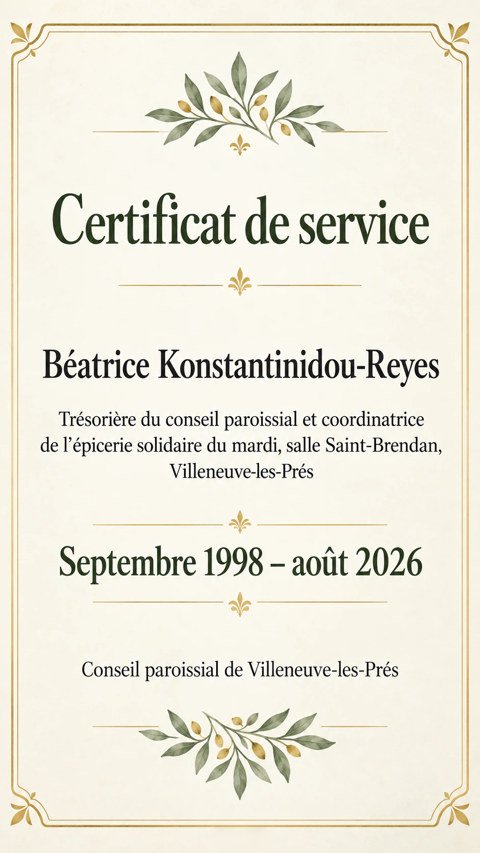 Certificat d’ancienneté pour une étape marquante : Période au mois près, fonction longue, sans ligne d’étape